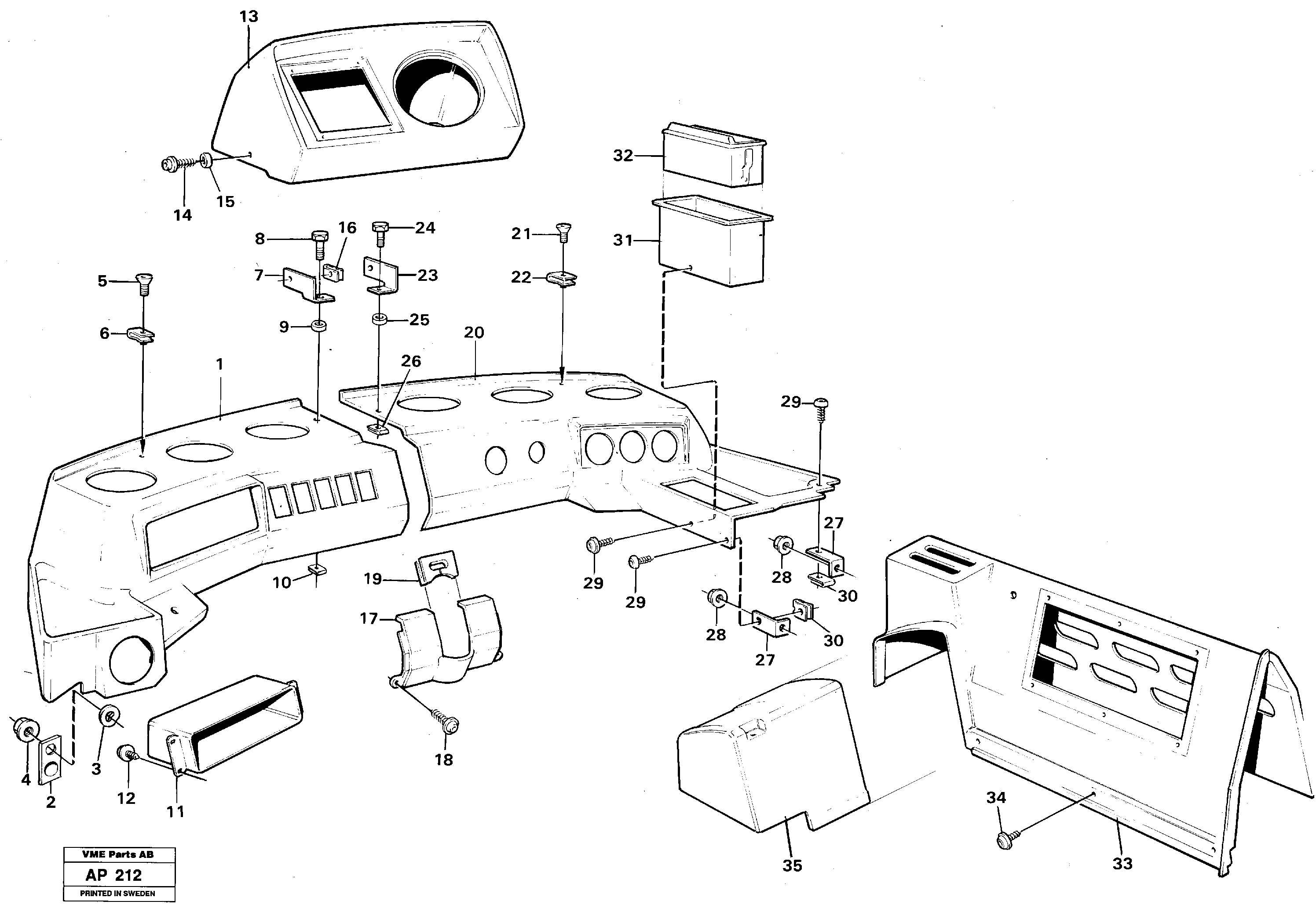 Instrument panel — volvo parts diagram