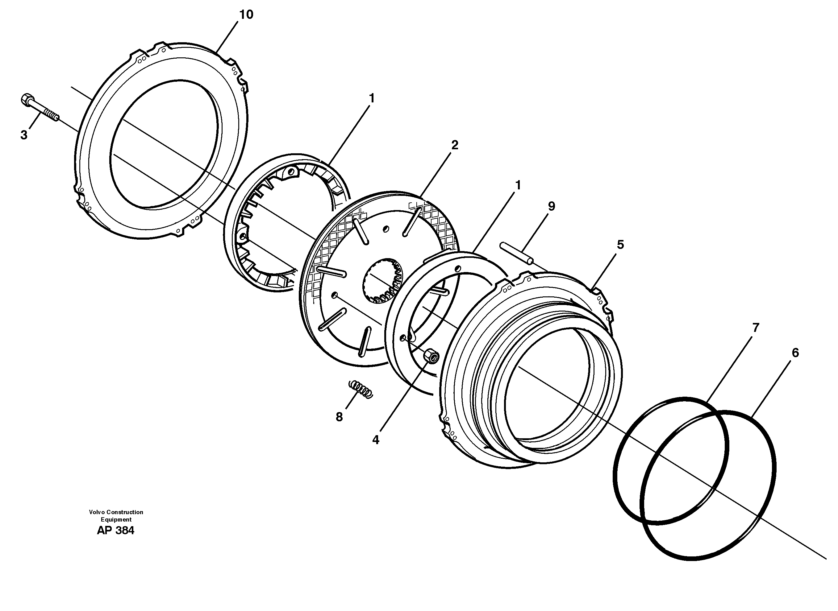 Multi-disc brake, front 23846 — volvo parts diagram