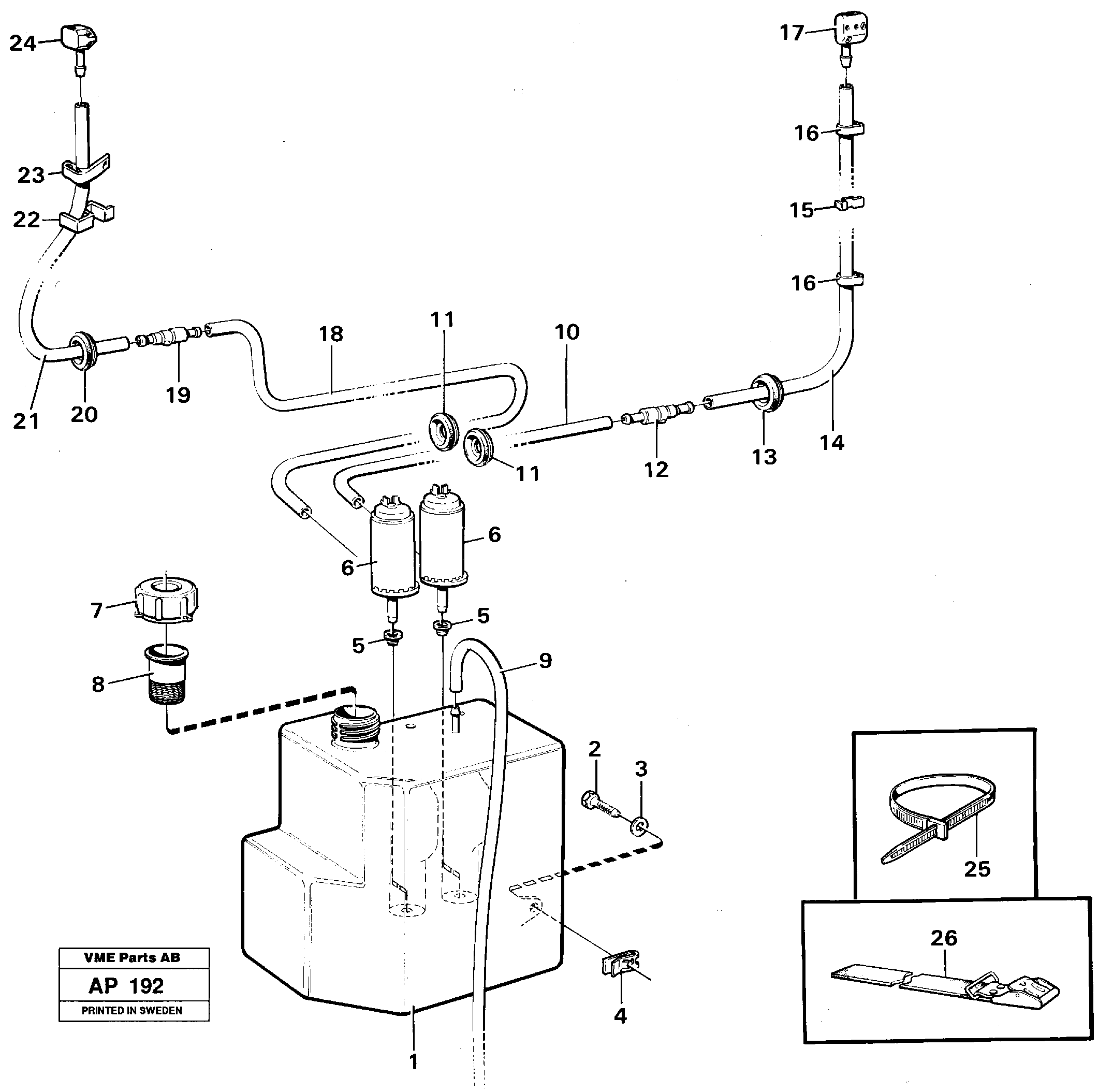 Windscreen washer. STD, 91858 — volvo parts diagram