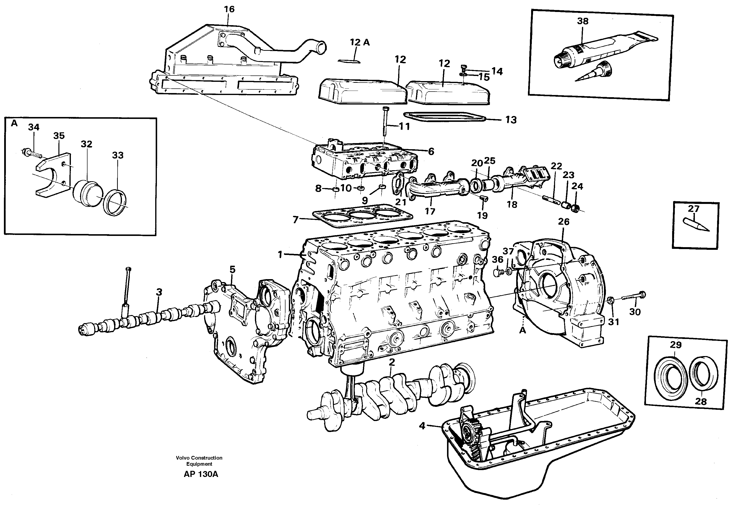 Engine with fitting parts — volvo parts diagram