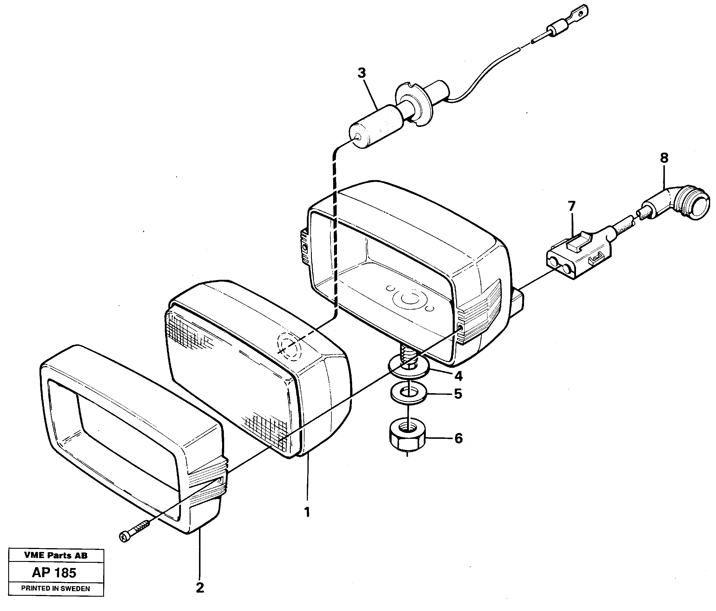 Work lights, front. 91847 — volvo parts diagram