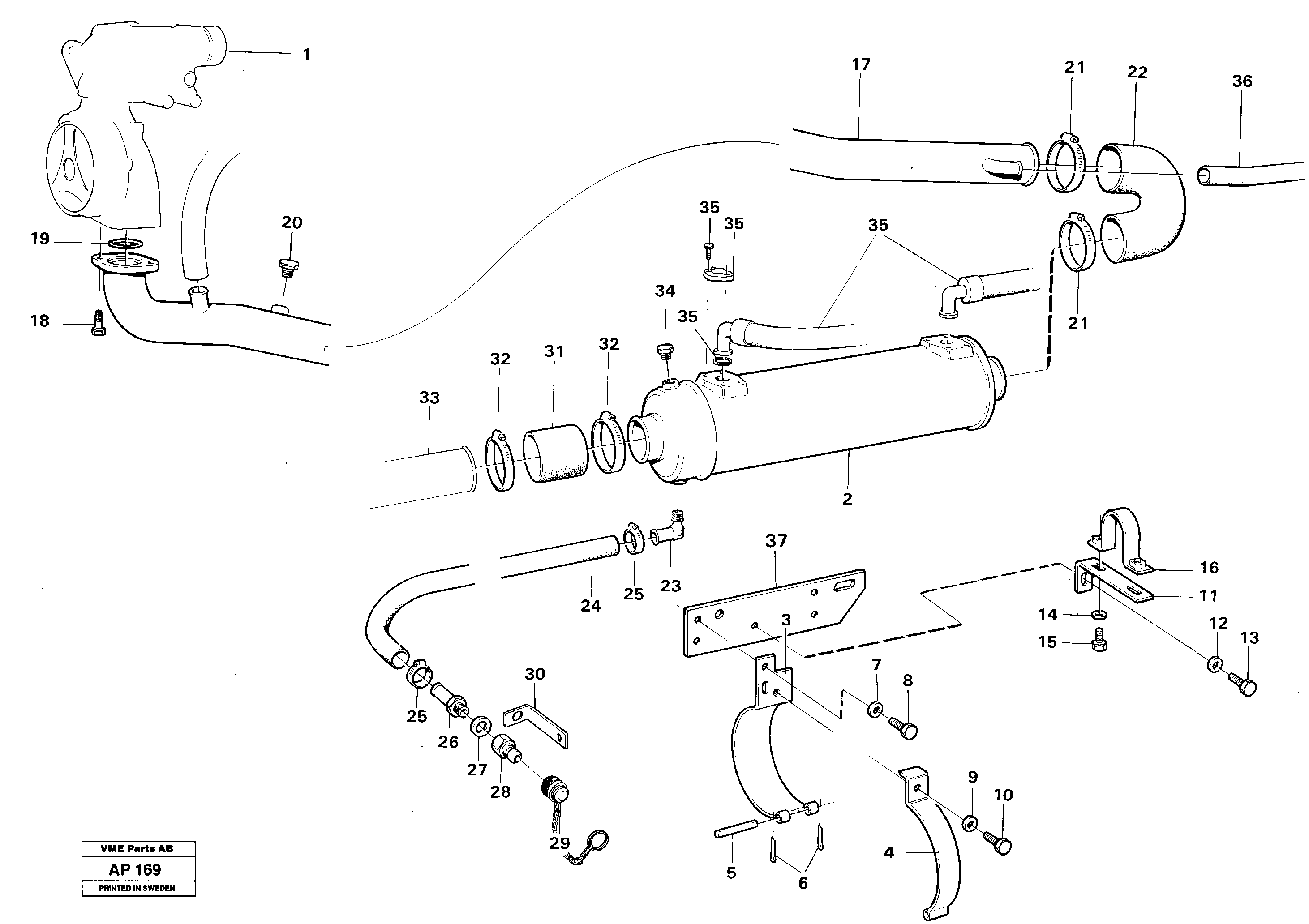 Cooling system: oil cooler — volvo parts diagram