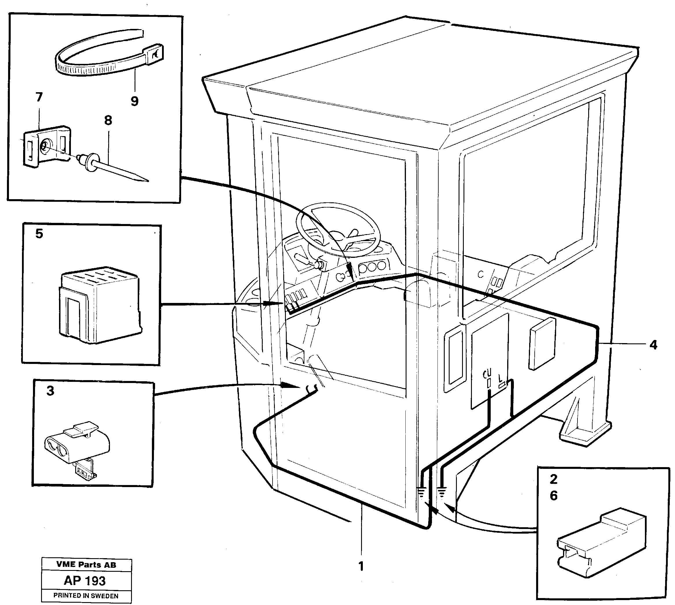 Cable harnesses, cab — volvo parts diagram