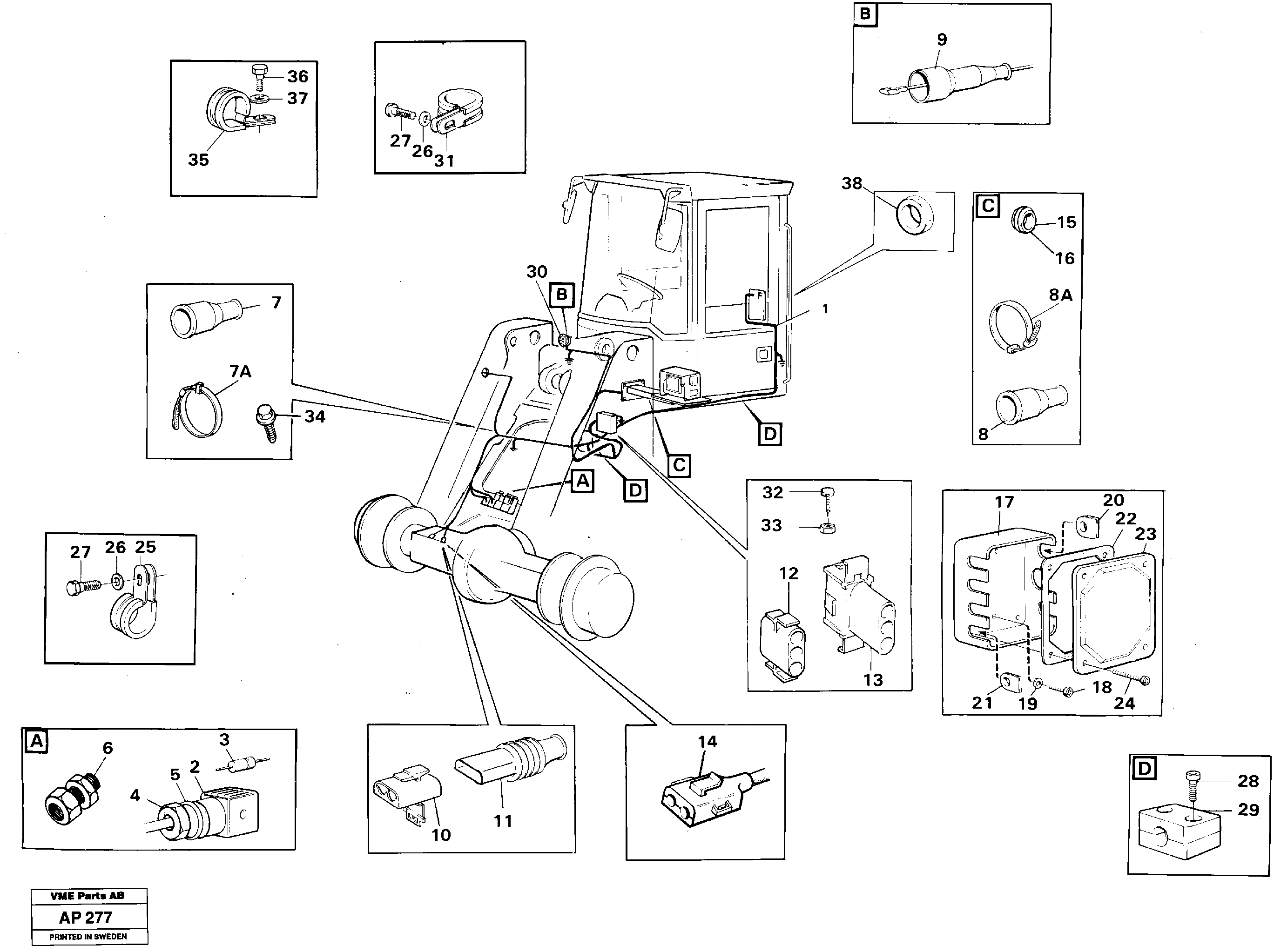 Cable harness, front — volvo parts diagram