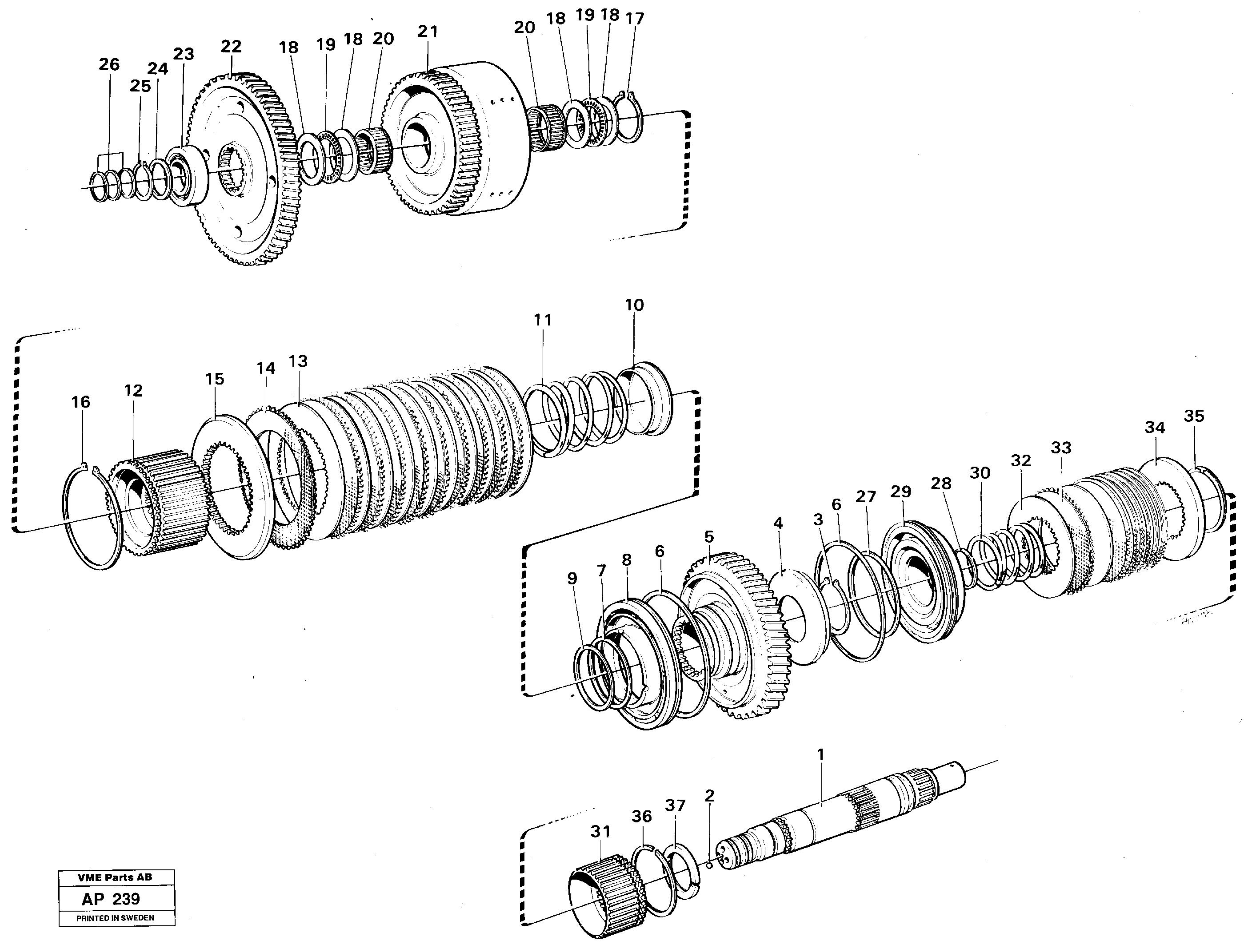 Hydraulic clutch reverse / 2nd speed  30896,30887,22500 — volvo parts diagram