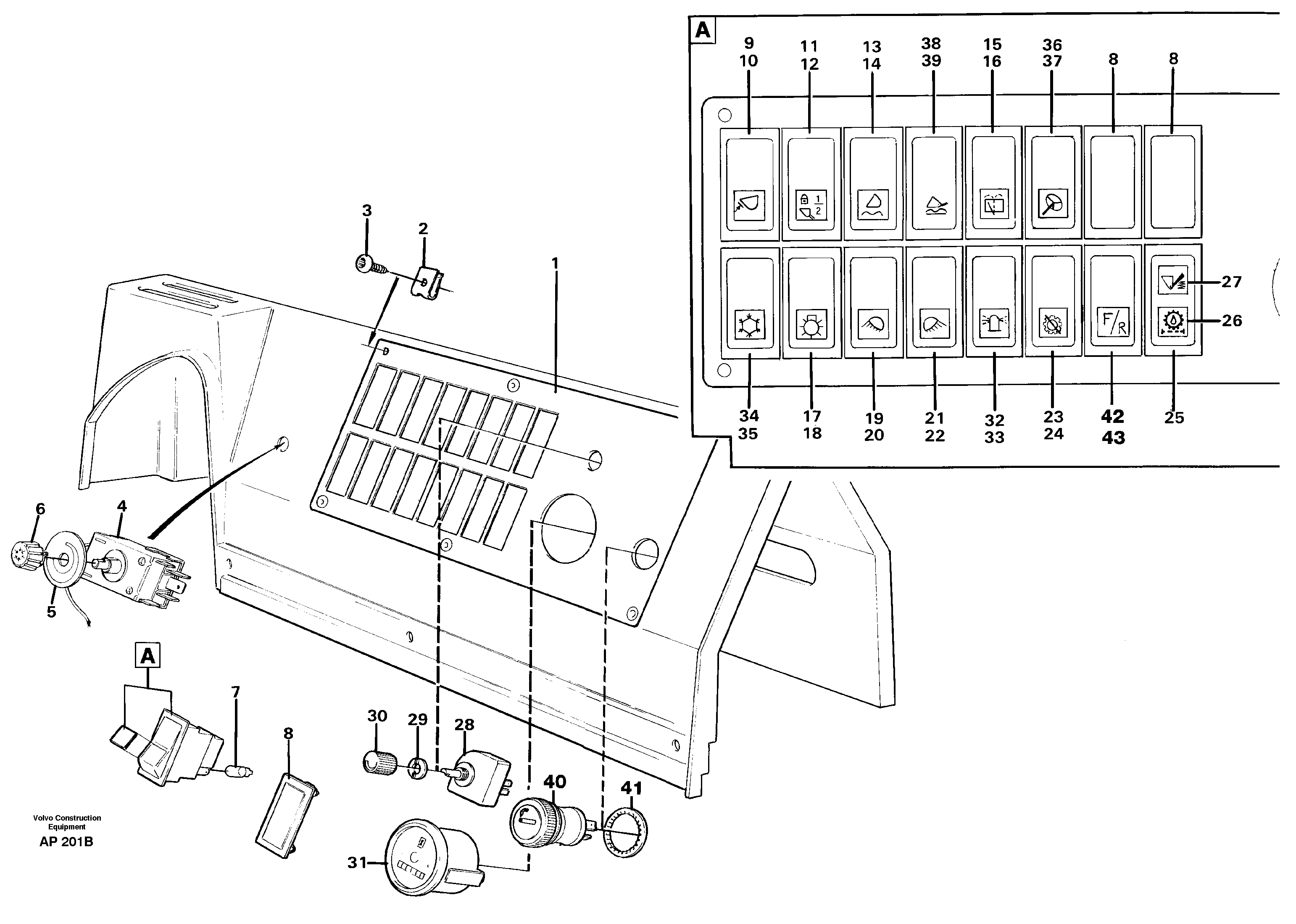 Switch panel — volvo parts diagram