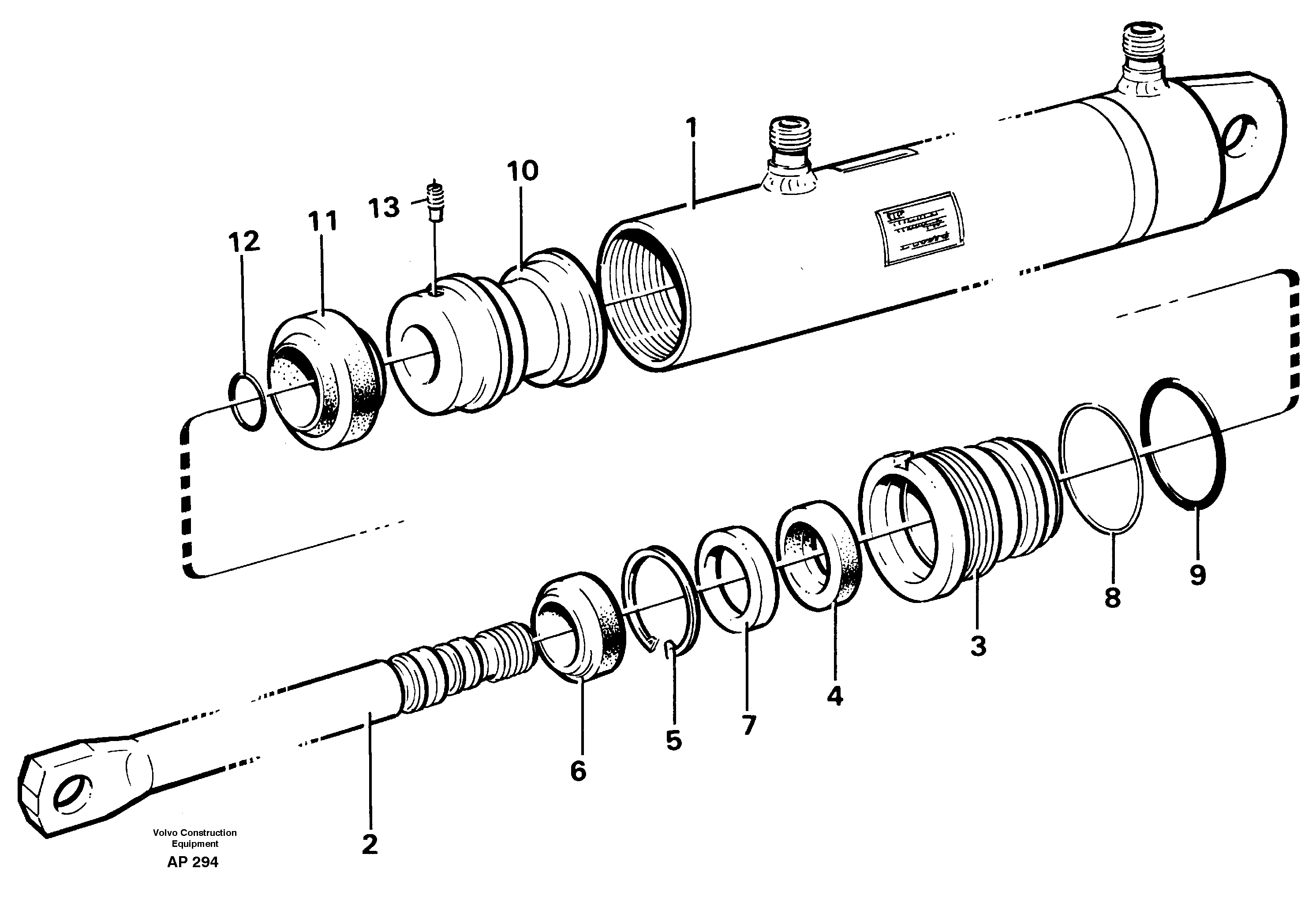 Hydraulic cylinder  92773 92445 — volvo parts diagram