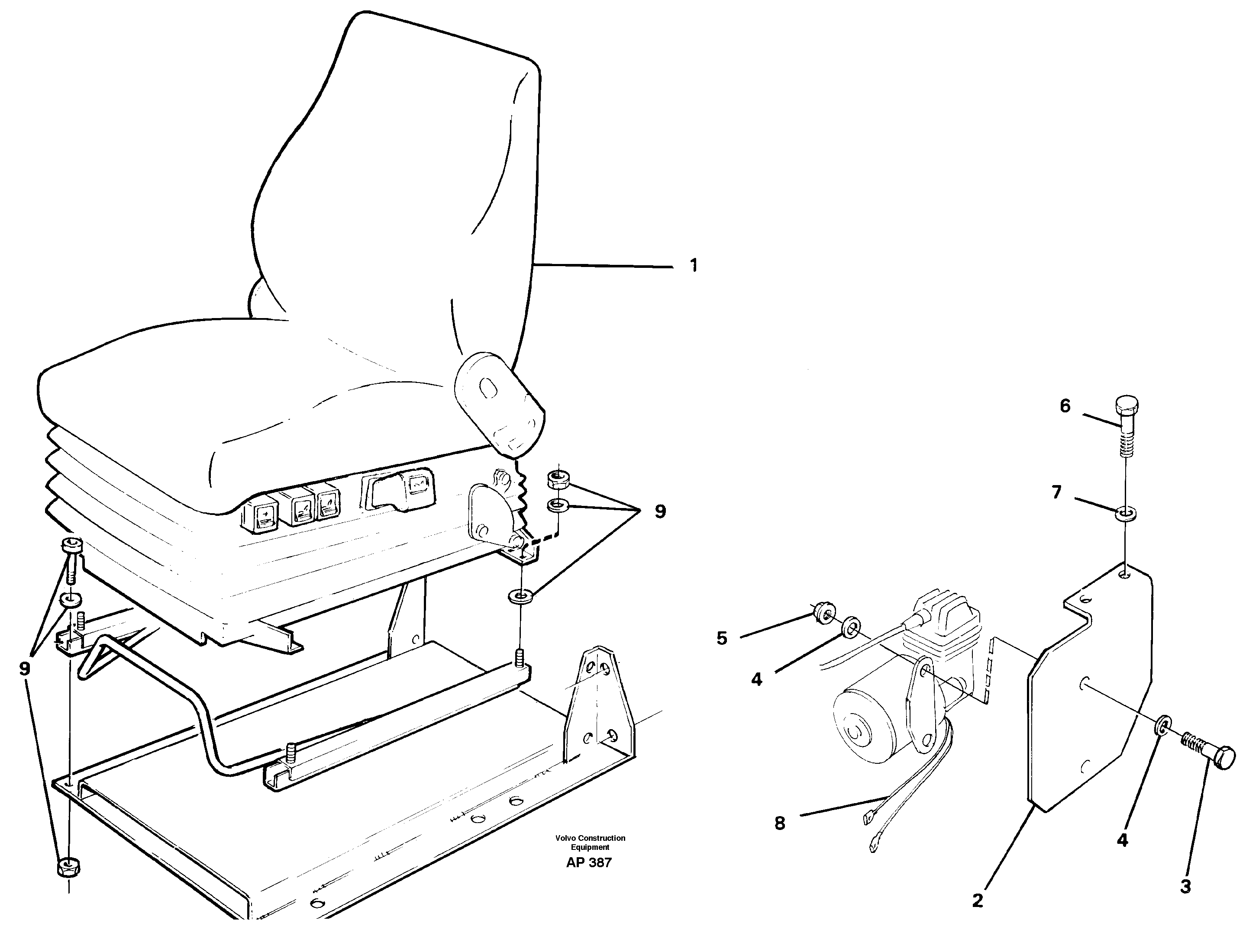 Driver's seat, air suspensioned Isri  94907 — volvo parts diagram