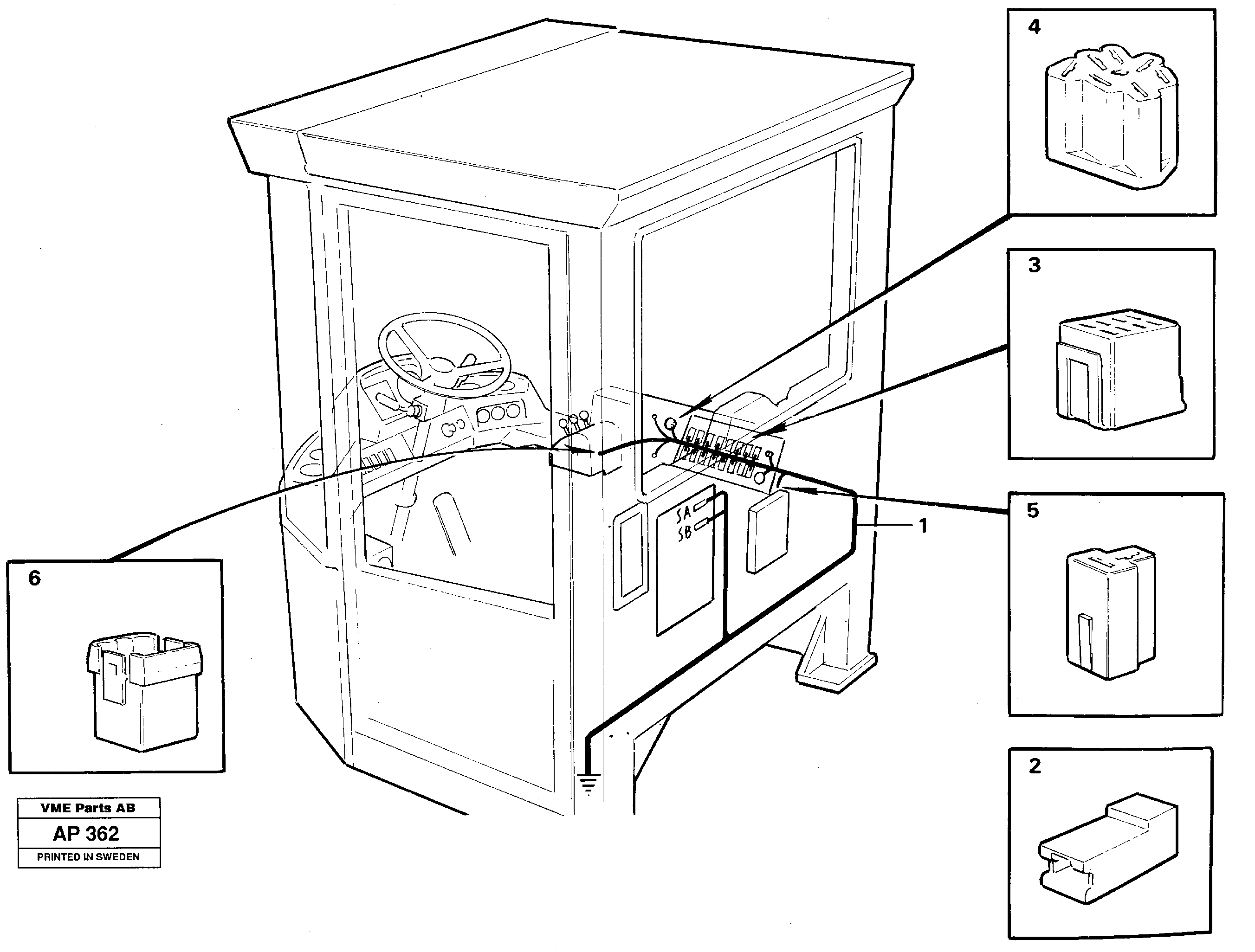 Cable harnesses, cab — volvo parts diagram