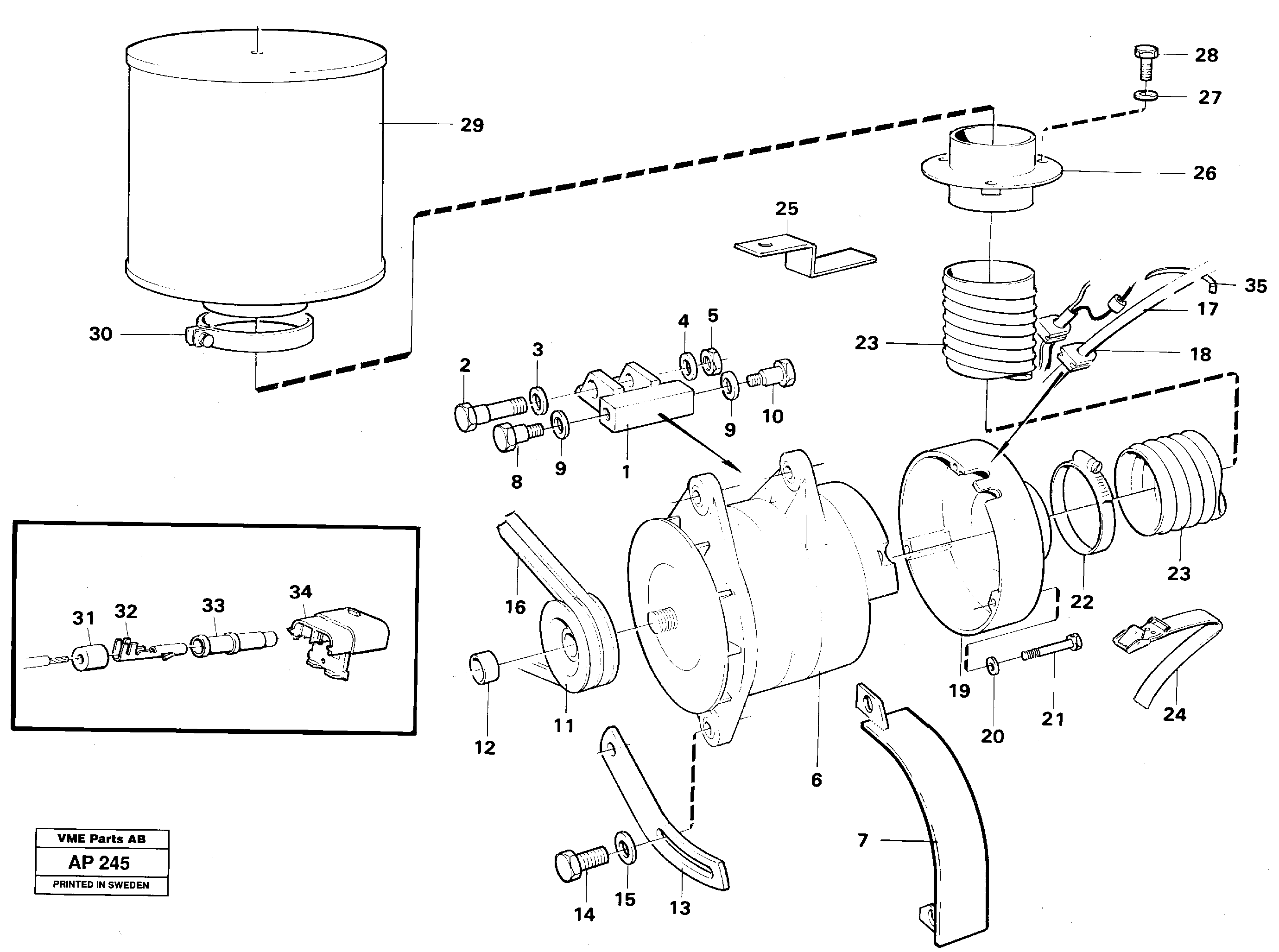 Brushles alternator 50a 91956 — volvo parts diagram