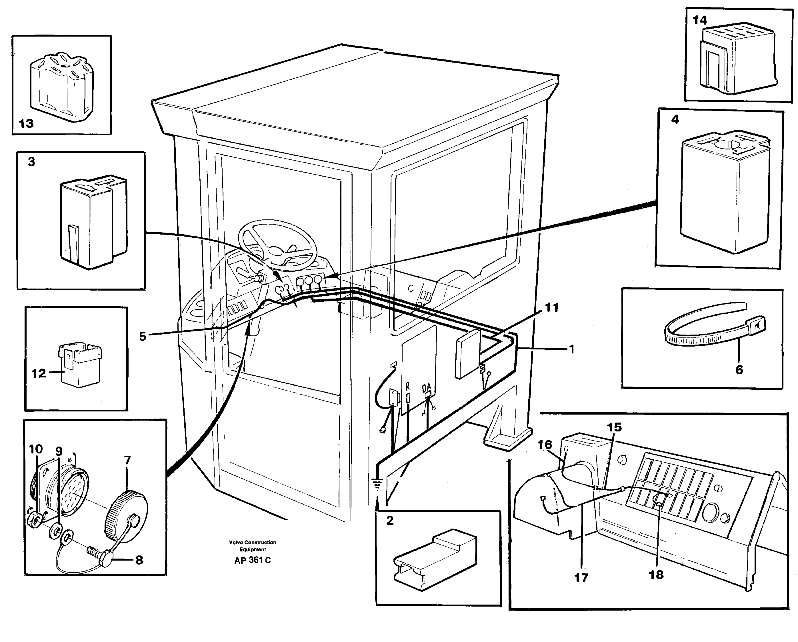 Cable harnesses, cab — volvo parts diagram