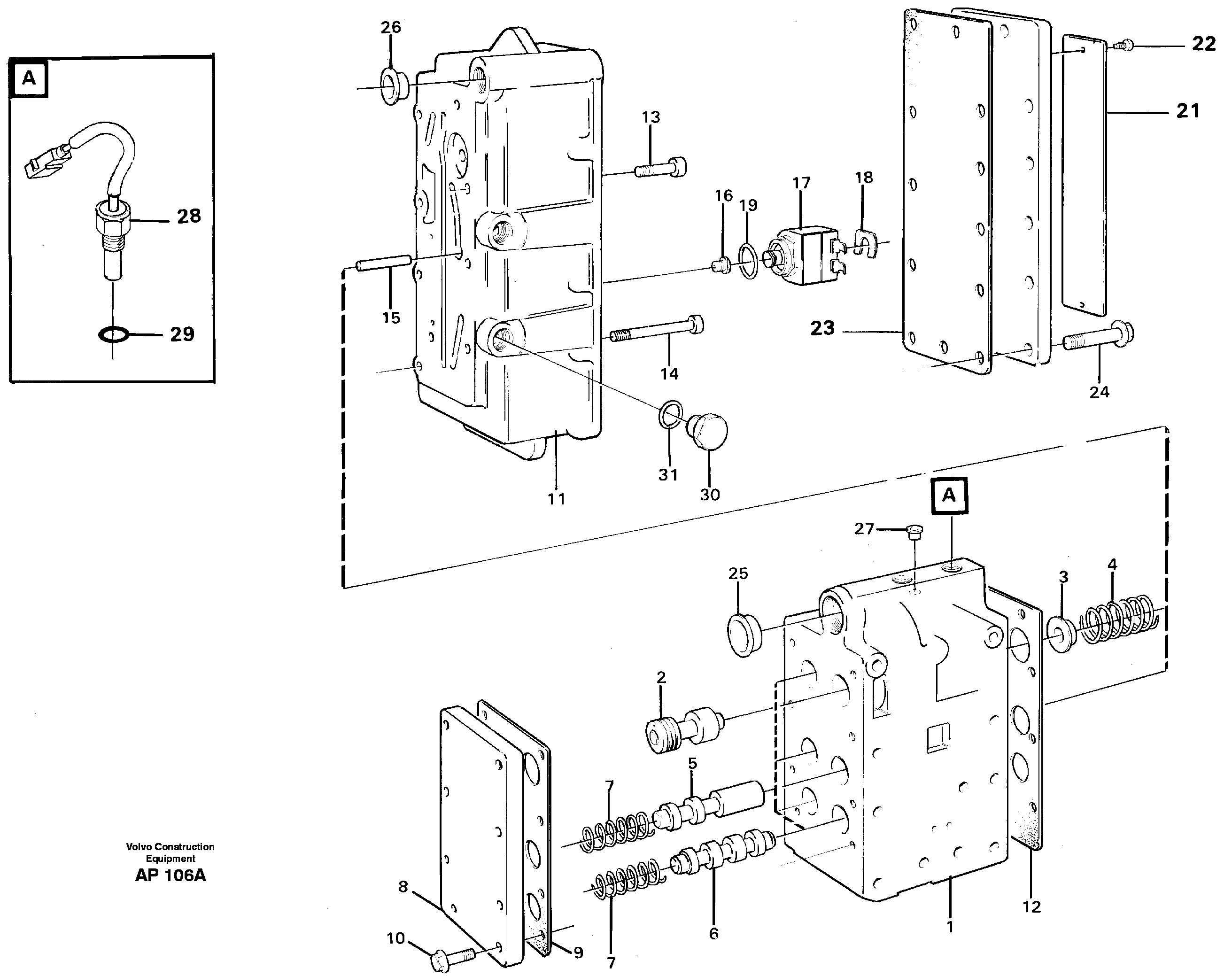 Range selector valve  30896,30887,22500 — volvo parts diagram