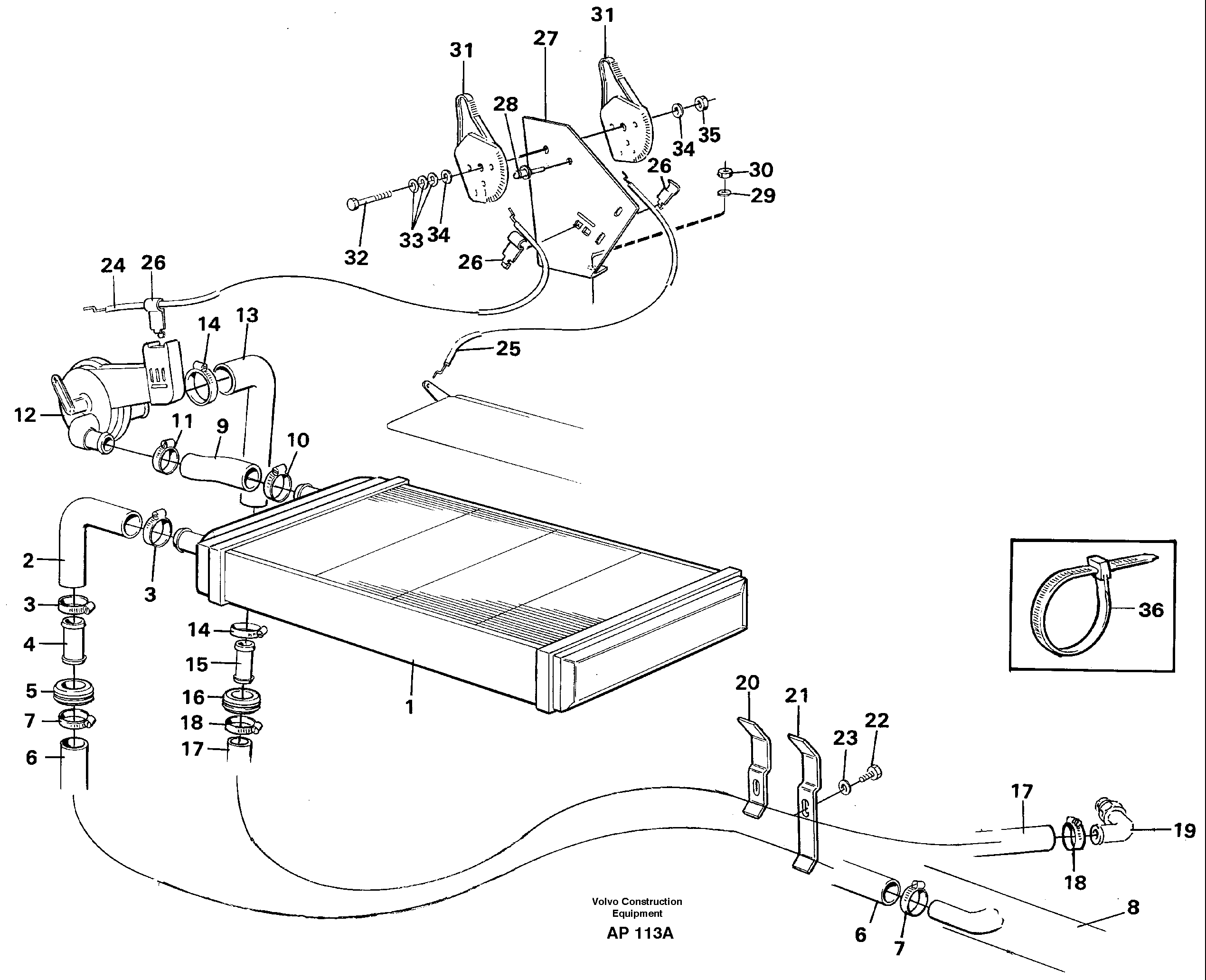 Radiator and control — volvo parts diagram