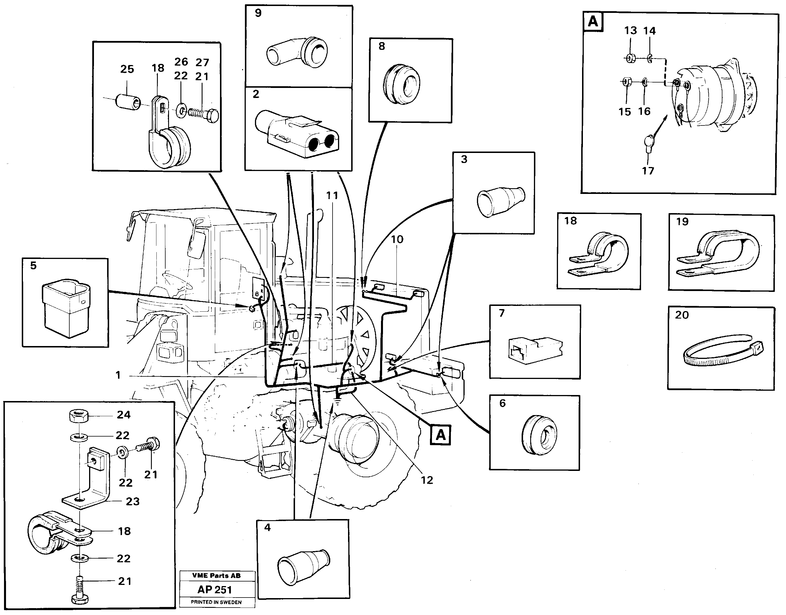 Cable harnesses, rear — volvo parts diagram