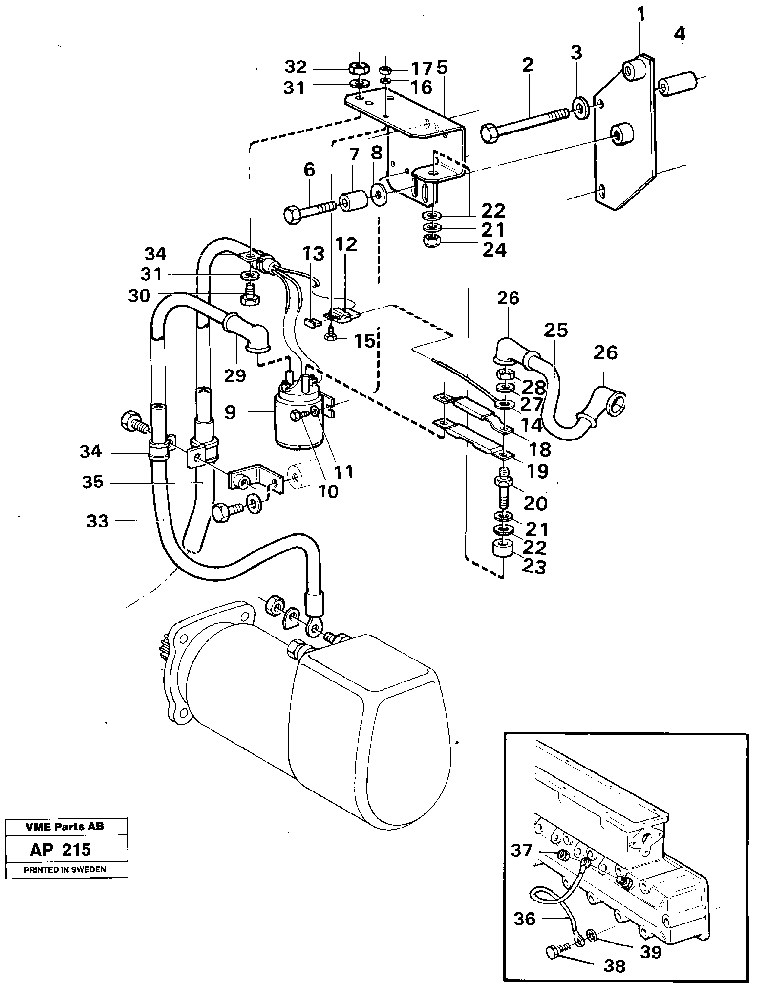 Starter element with fitting parts — volvo parts diagram