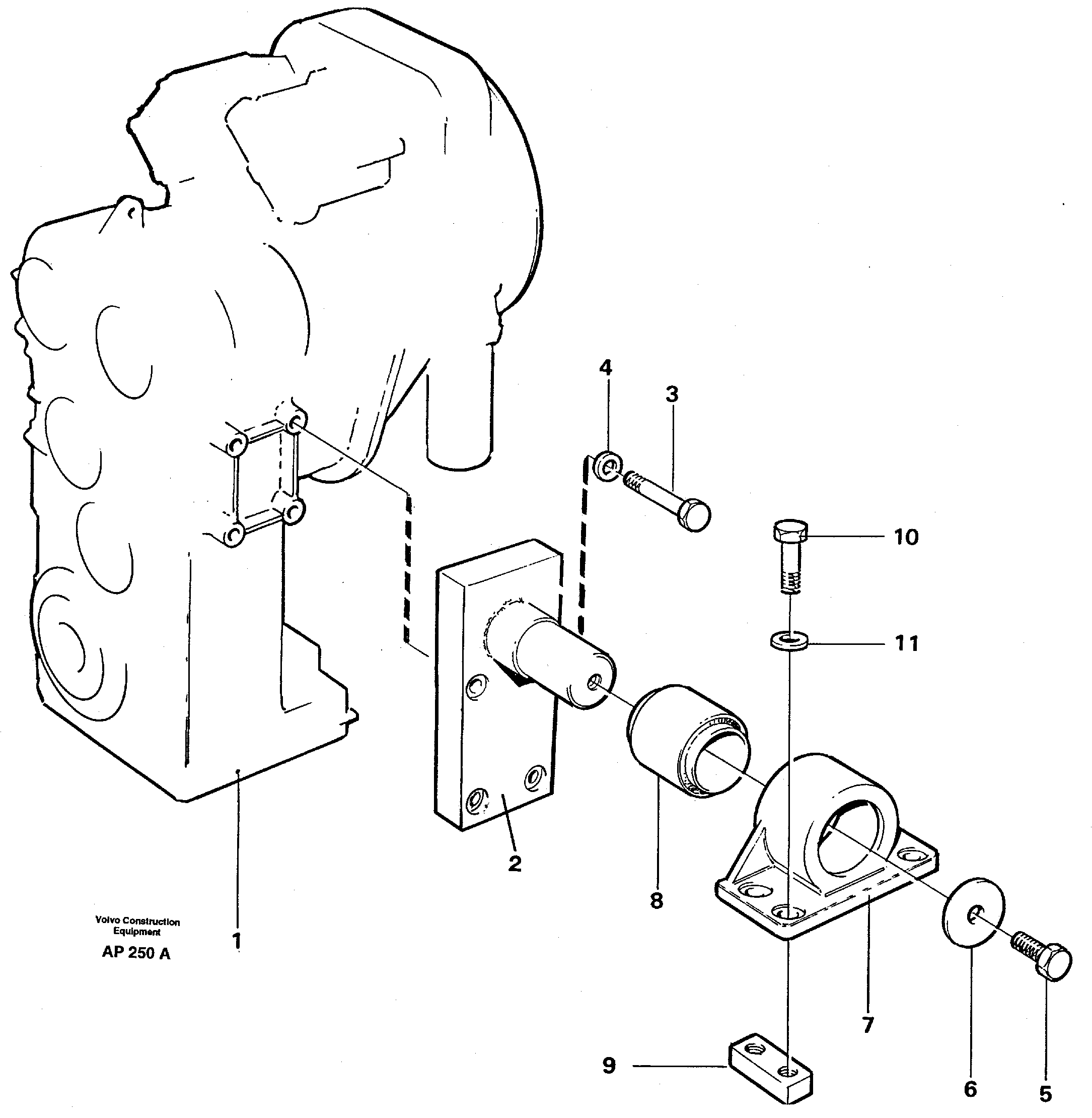 Gear box housing with fitting parts — volvo parts diagram