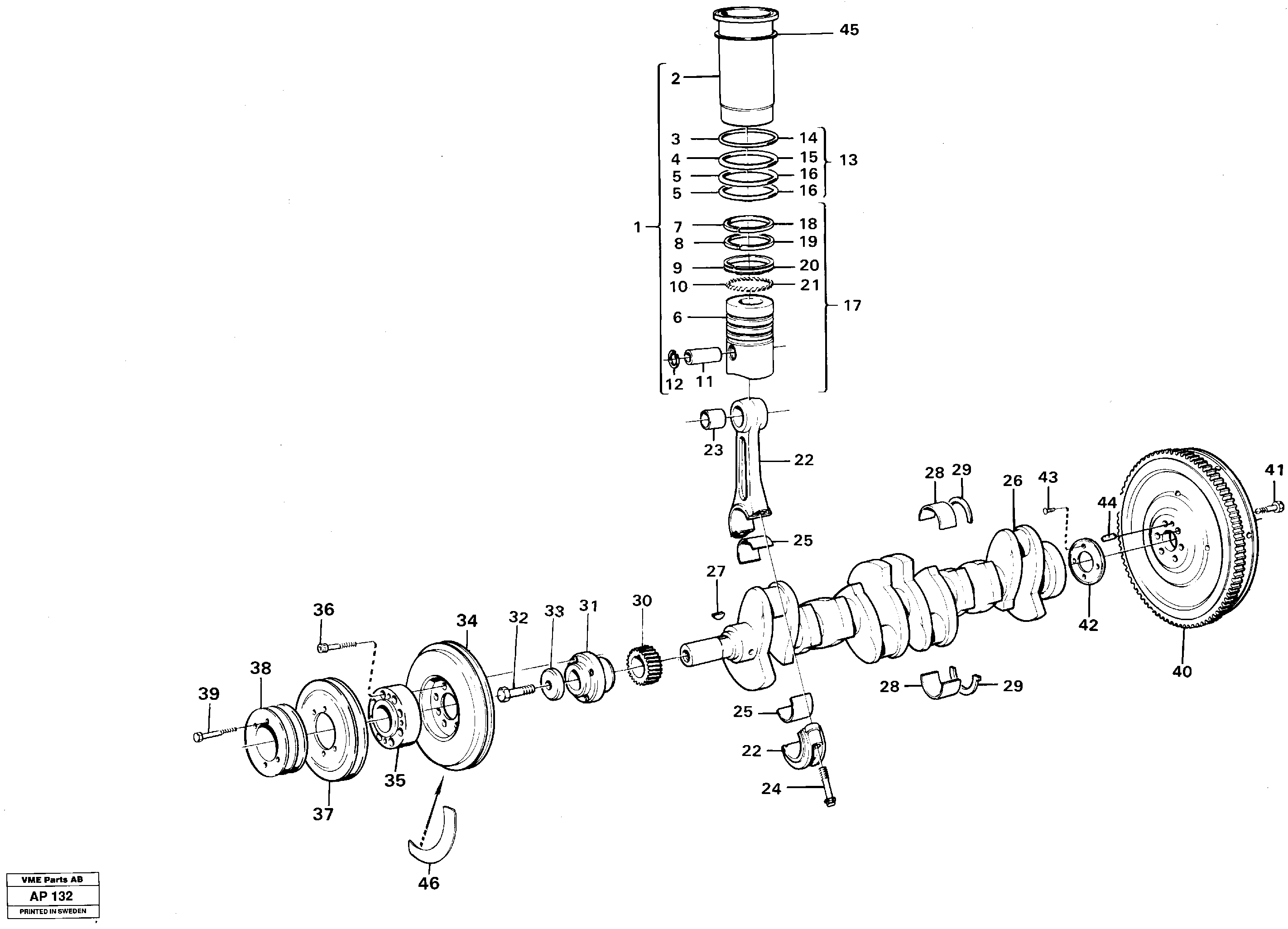 Crankshaft and related parts — volvo parts diagram