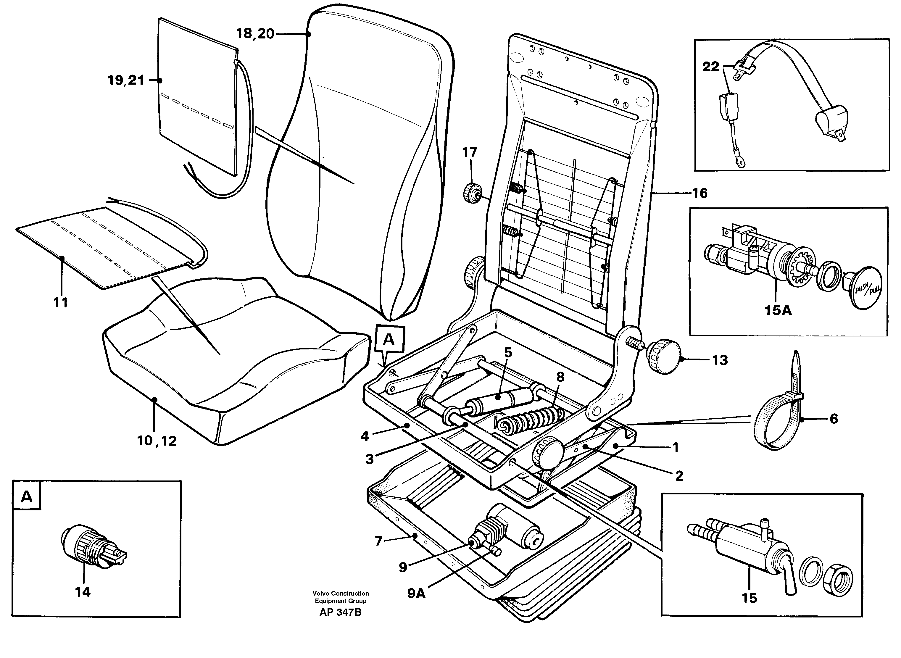 Driver's seat.  92379,94909, 92380, 94911 — volvo parts diagram