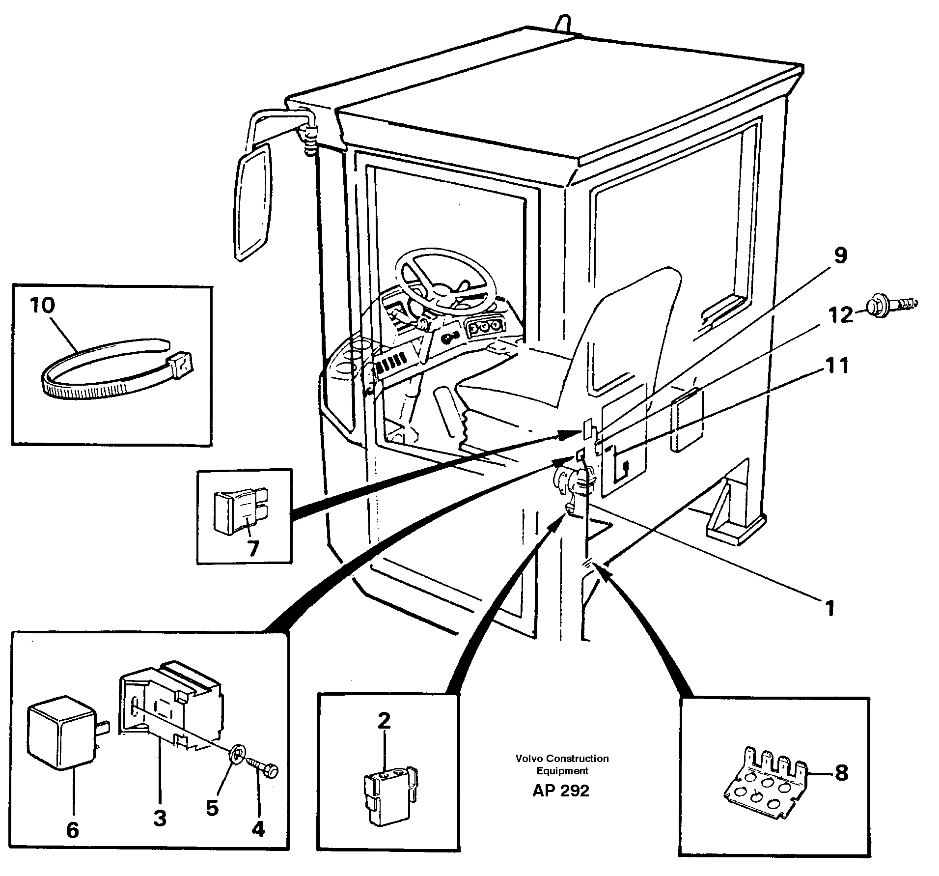 Cable harness, air-suspensioned seat.  92380,   92382,   92404,94907,94911 — volvo parts diagram