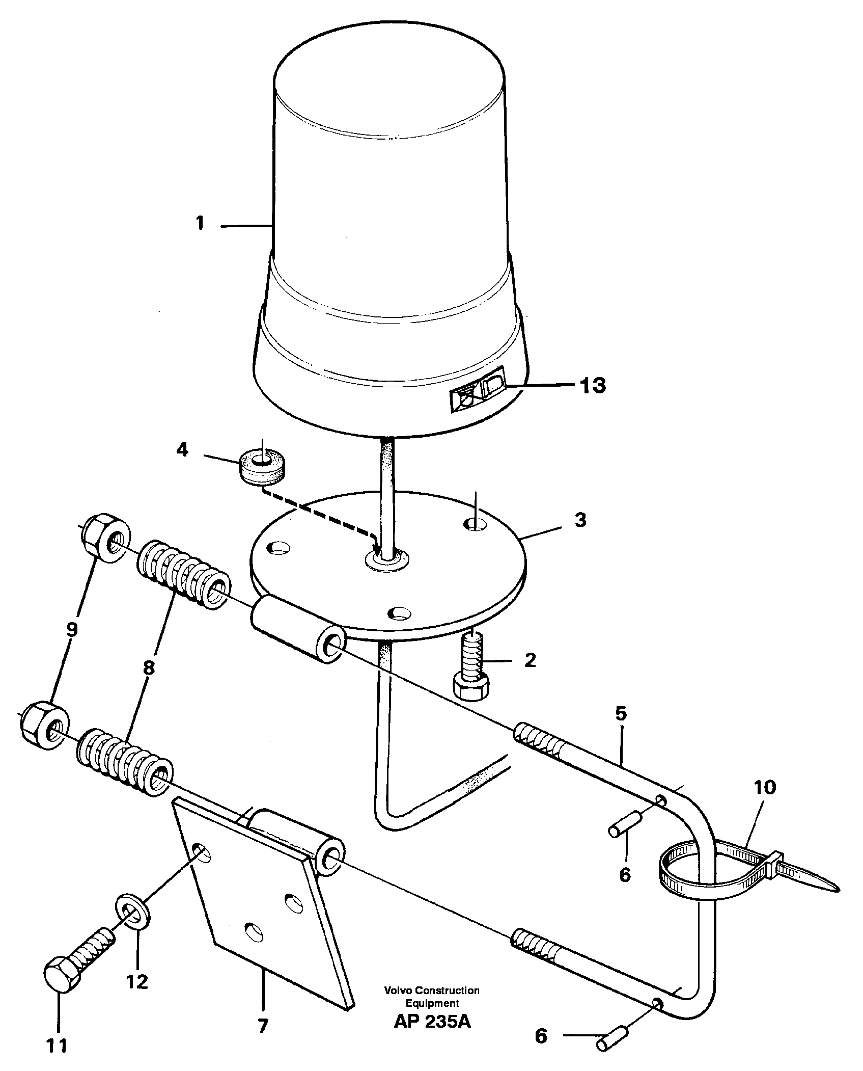 Rotating beacon 91896 — volvo parts diagram