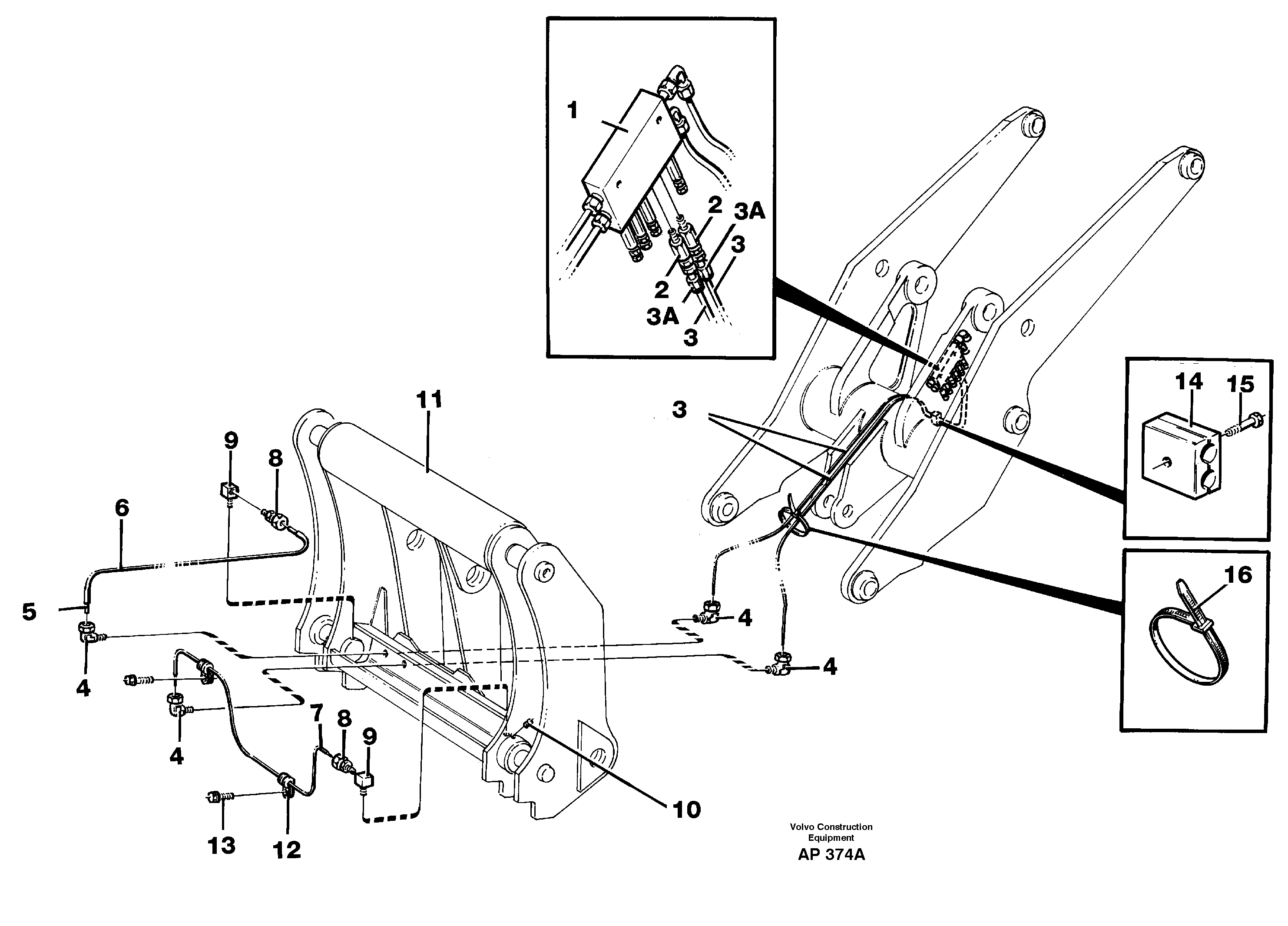 Central lubrication for tool bar.  94810, 94811 — volvo parts diagram