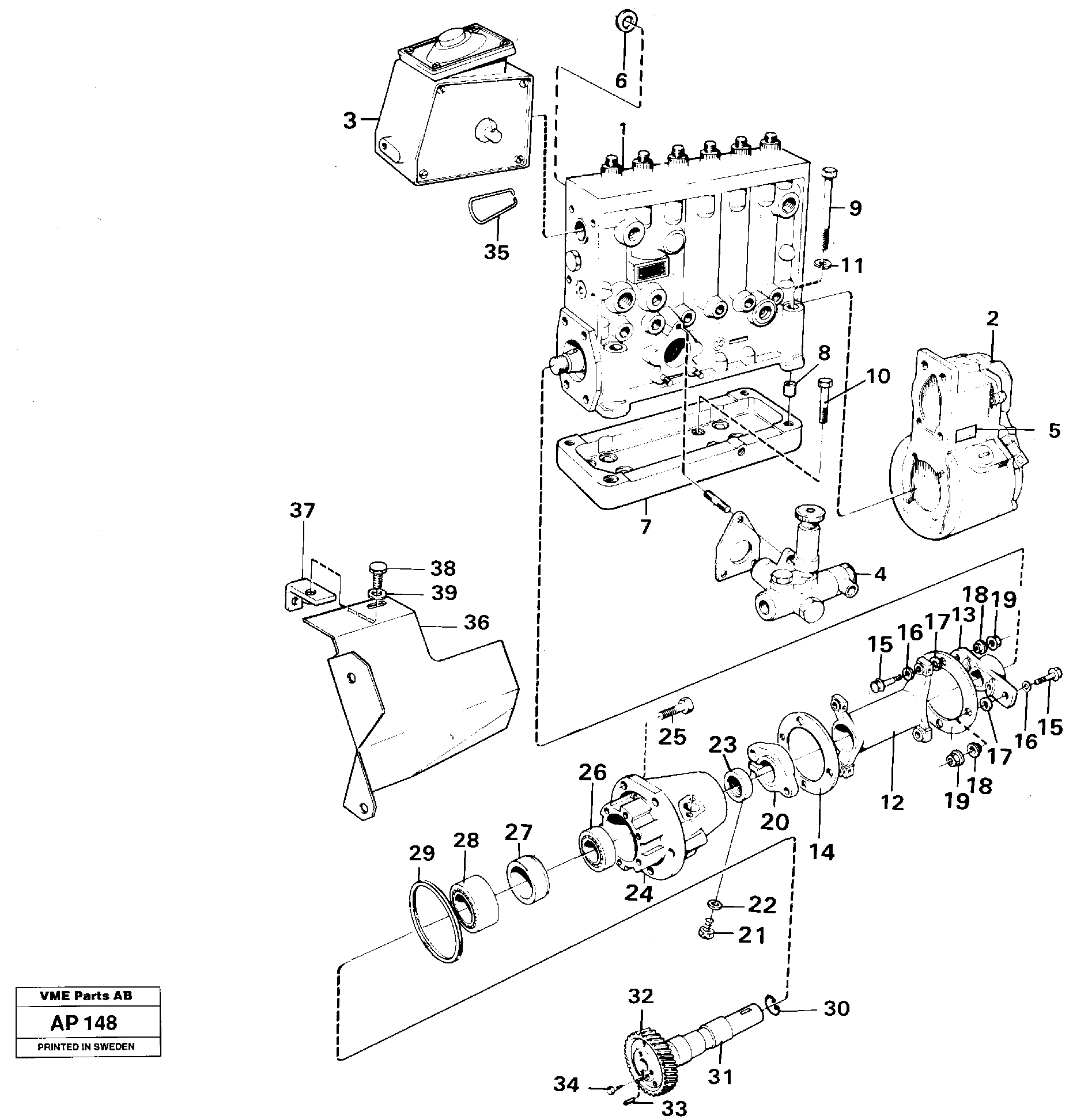 Injection pump with drive — volvo parts diagram