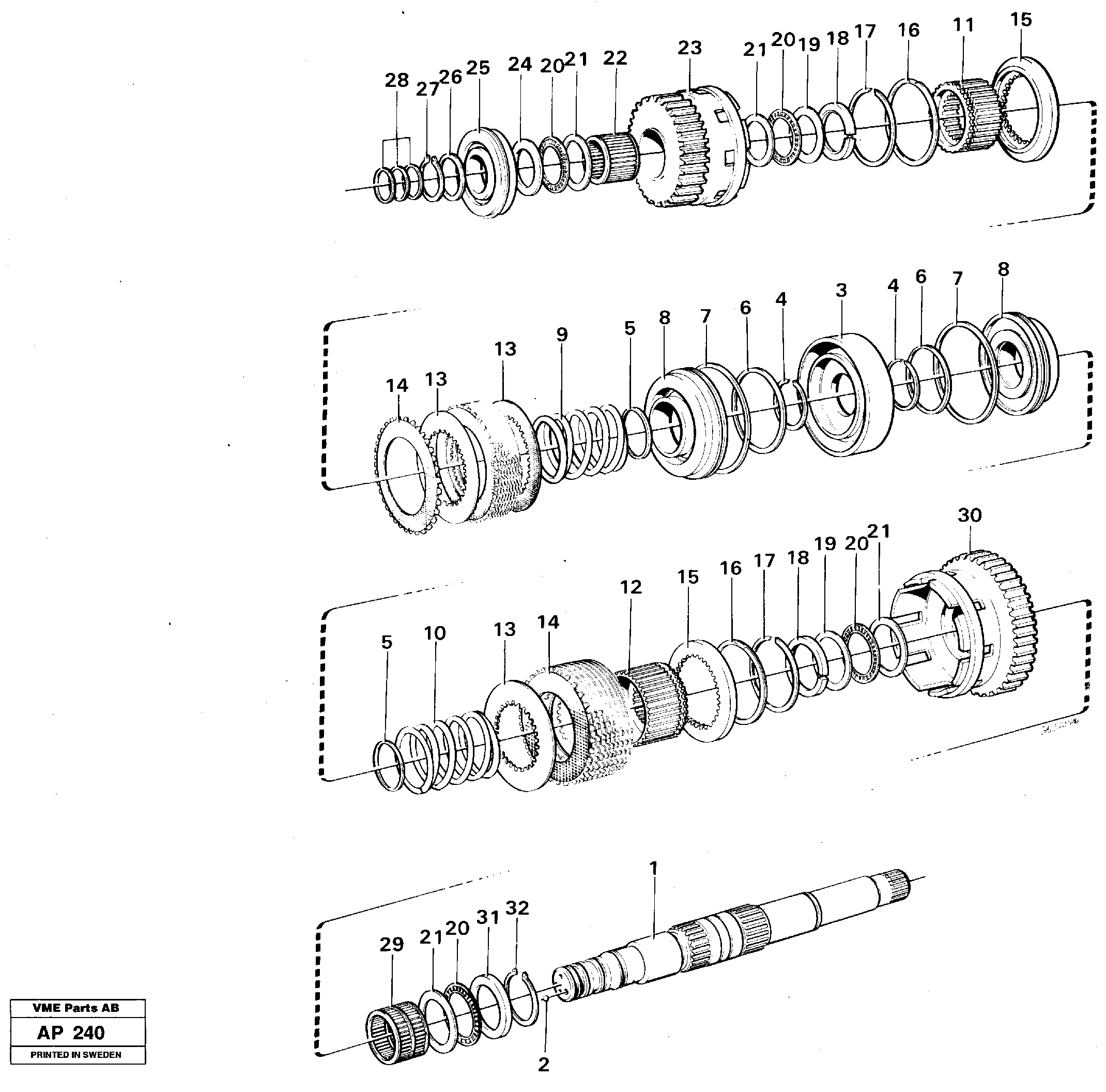 Hydraulic clutch 3rd / 4th speed  30896,30887,22500 — volvo parts diagram