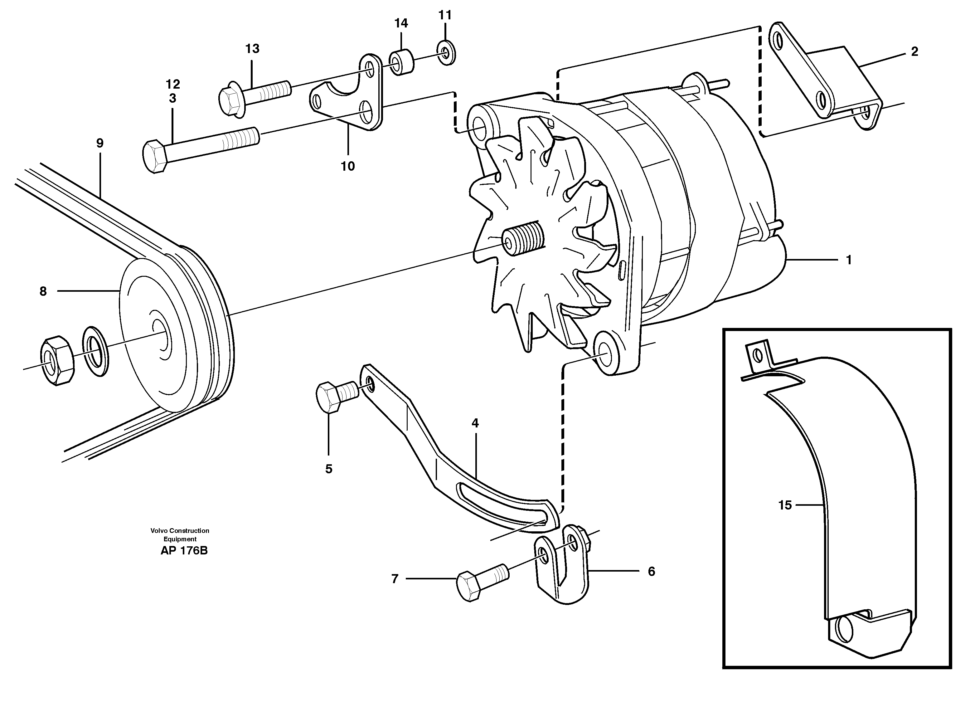 Alternator with assembling details — volvo parts diagram