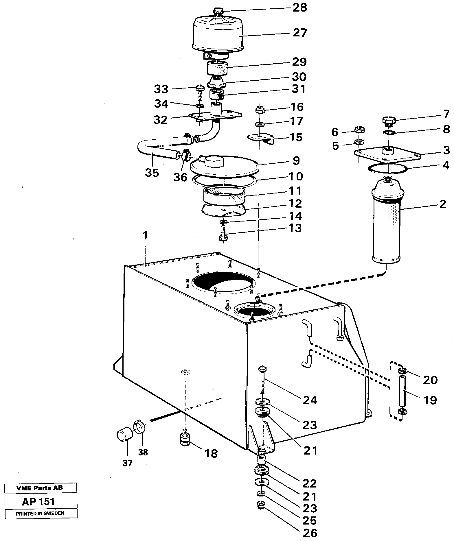 Hydraulic tank — volvo parts diagram