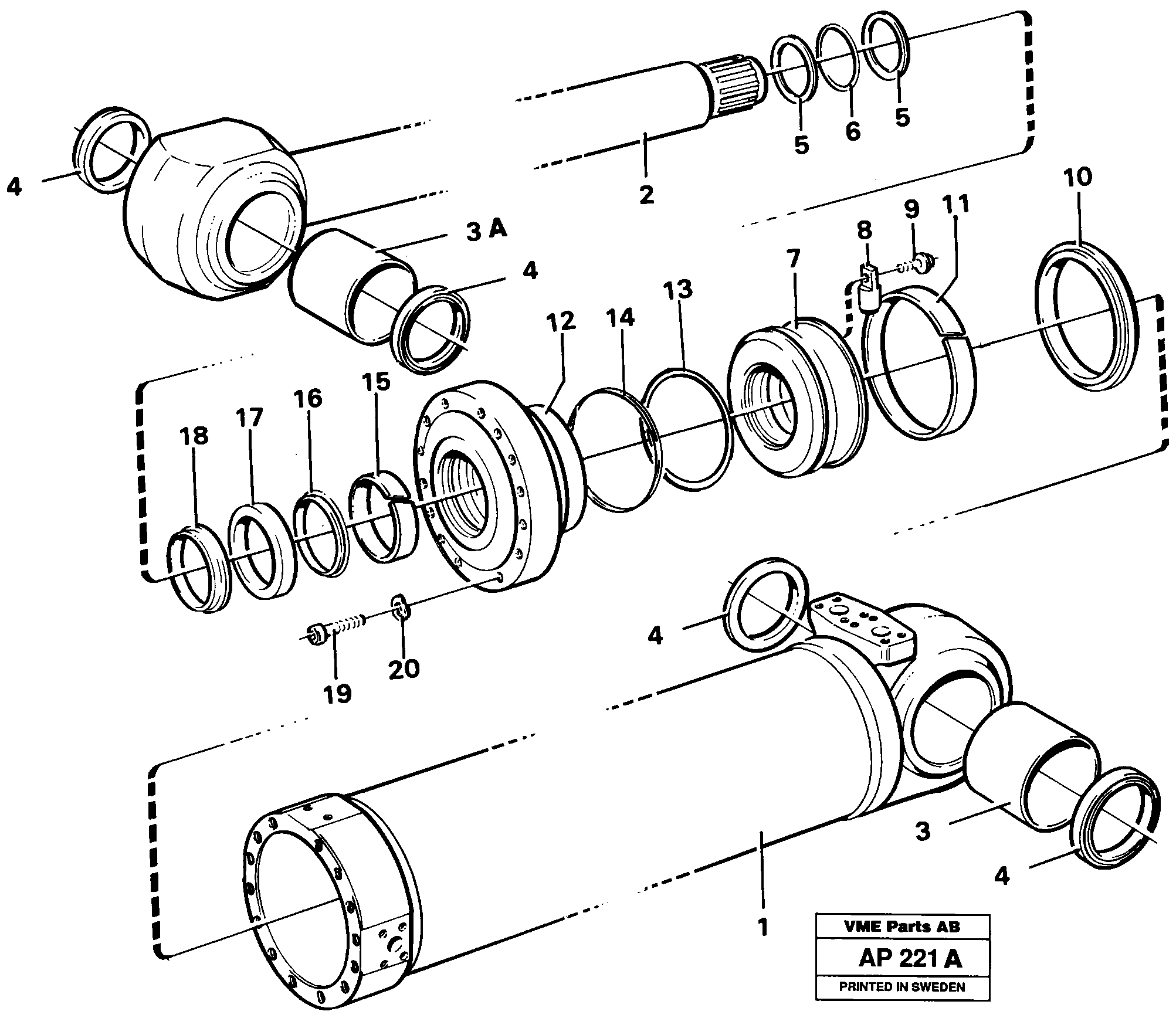 Hydraulic cylinder Tilting STD ,93432 — volvo parts diagram