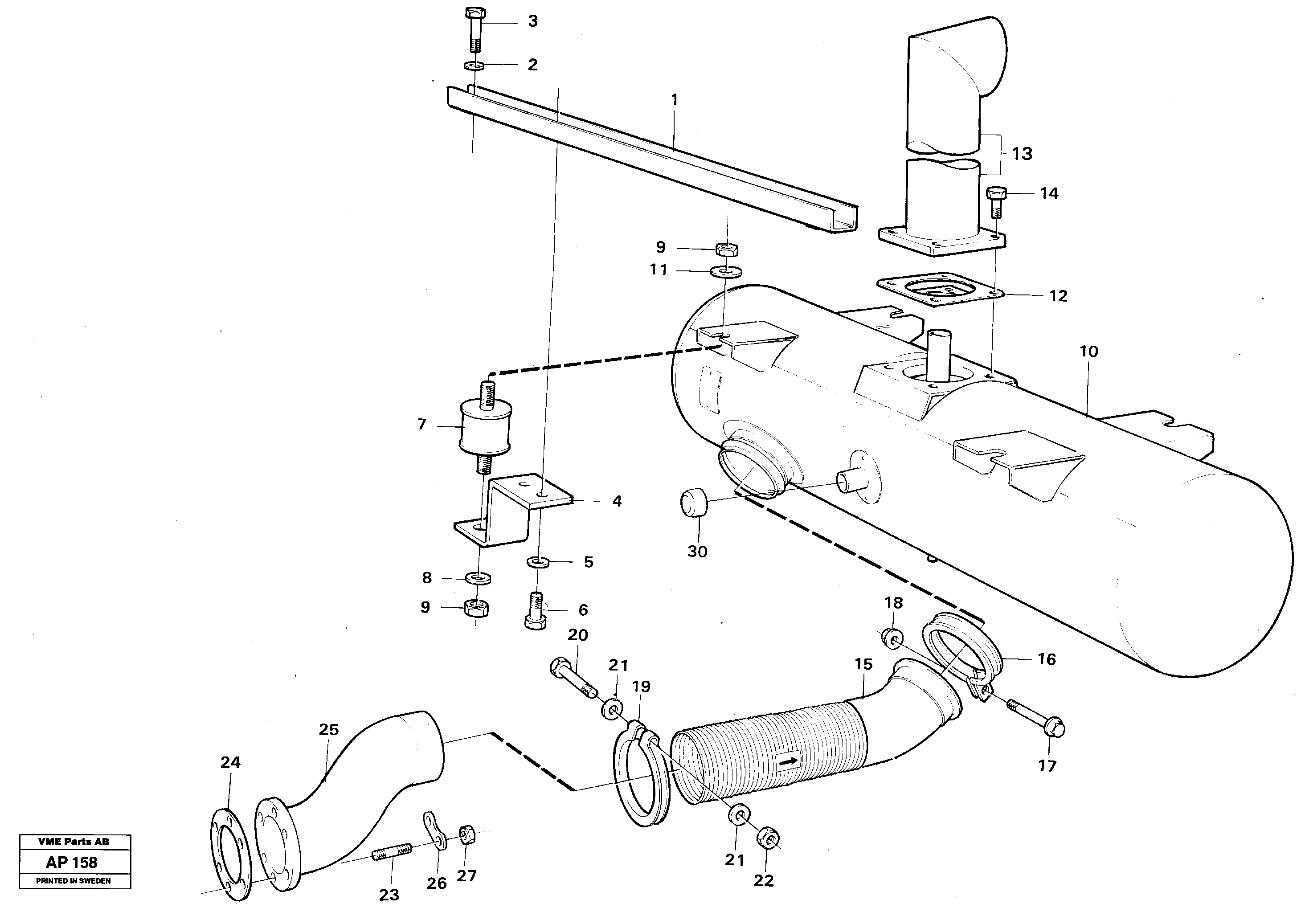 Exhaust system — volvo parts diagram