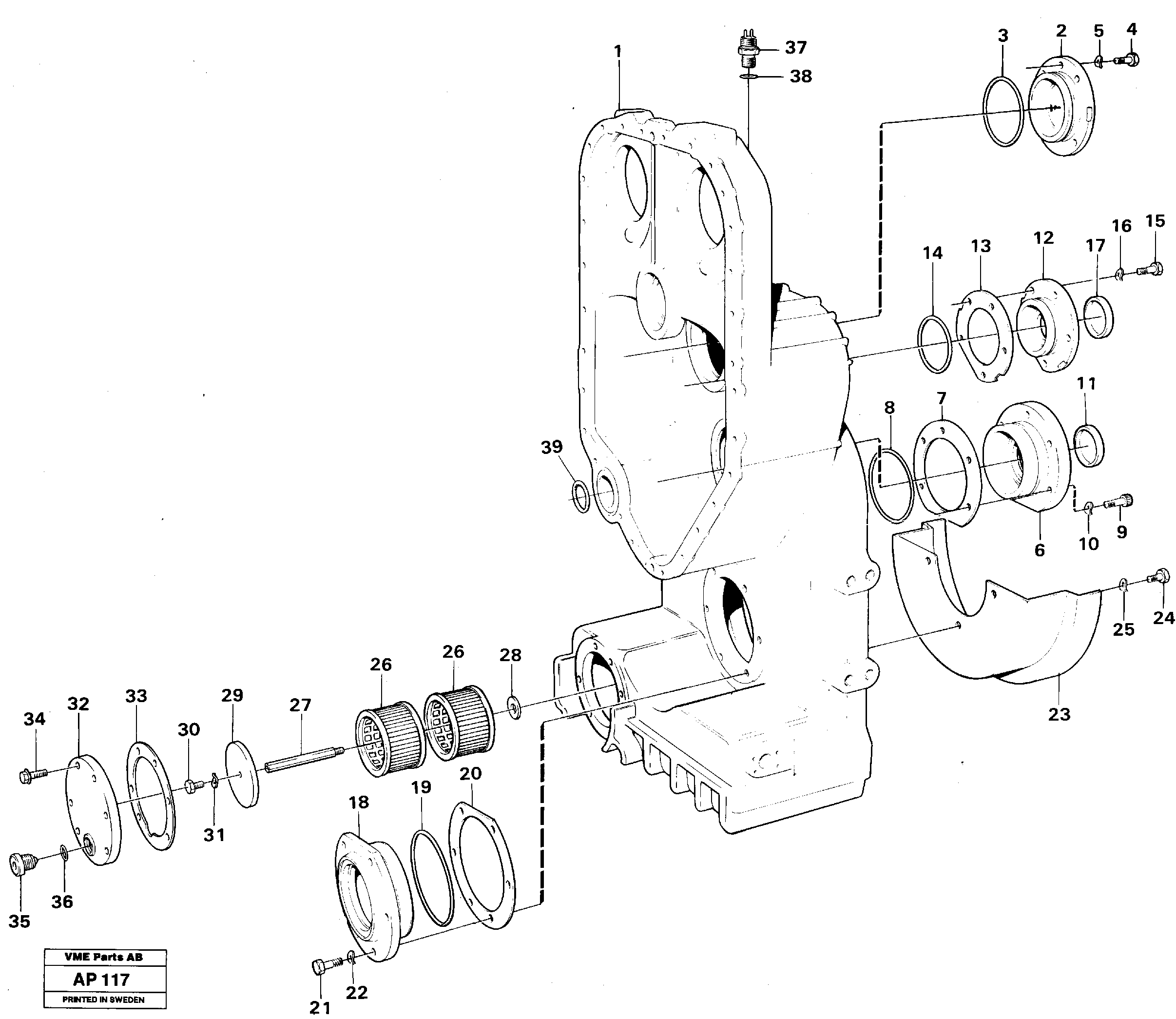 Dropbox housing and cover 30896,30887,22500 — volvo parts diagram