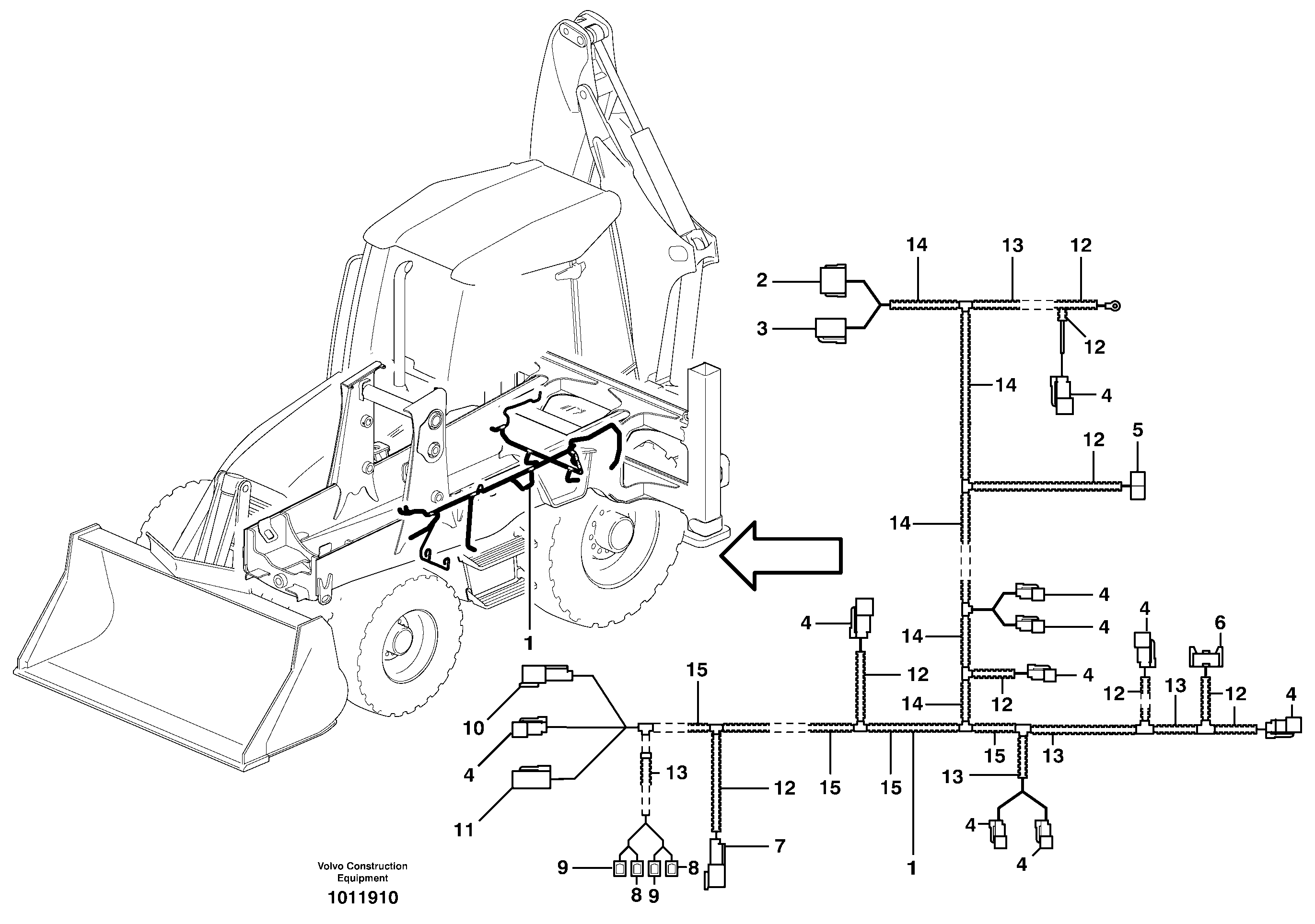 Cable harness rear valve block — volvo parts diagram