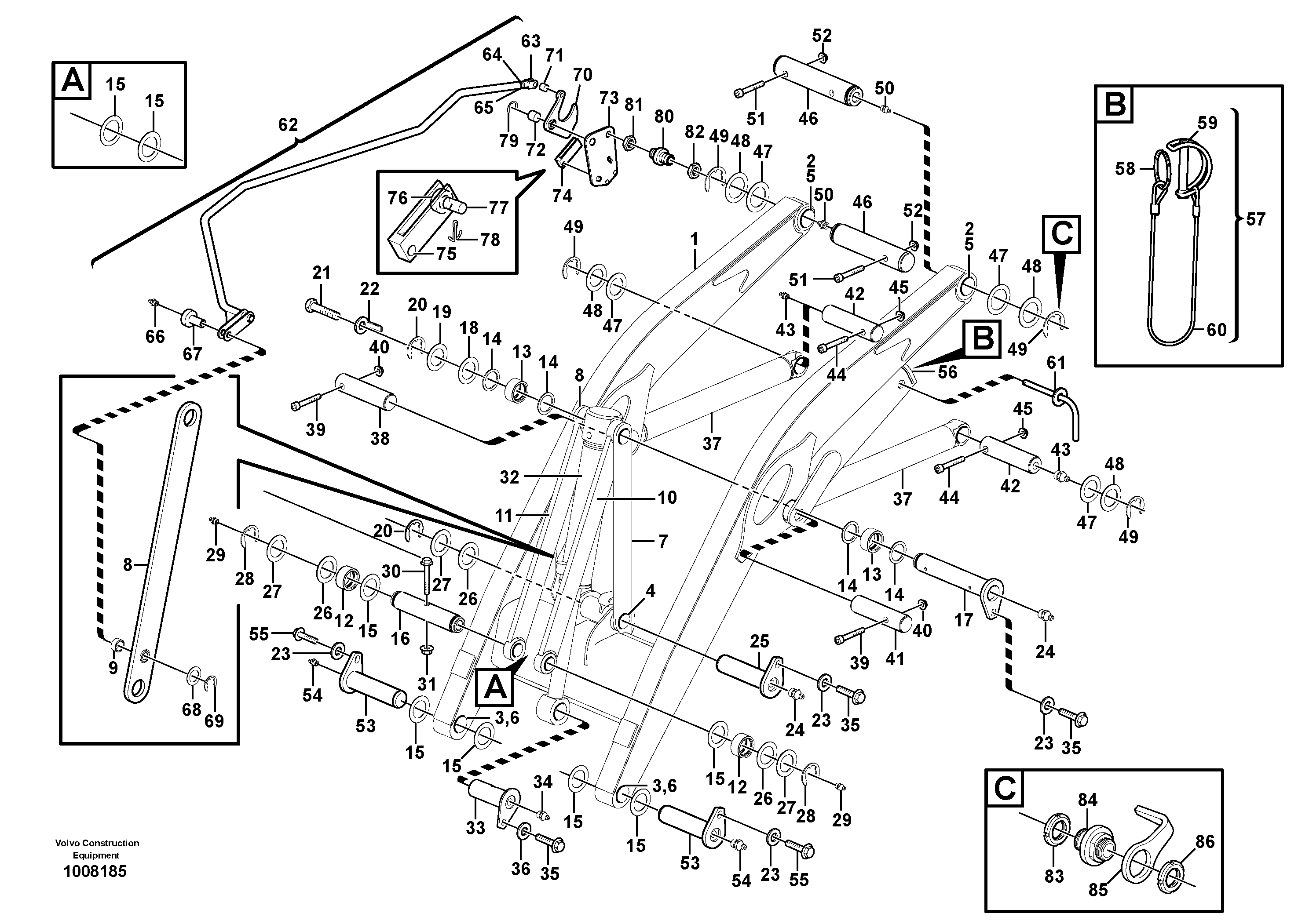 Lifting framework with assembly parts — volvo parts diagram