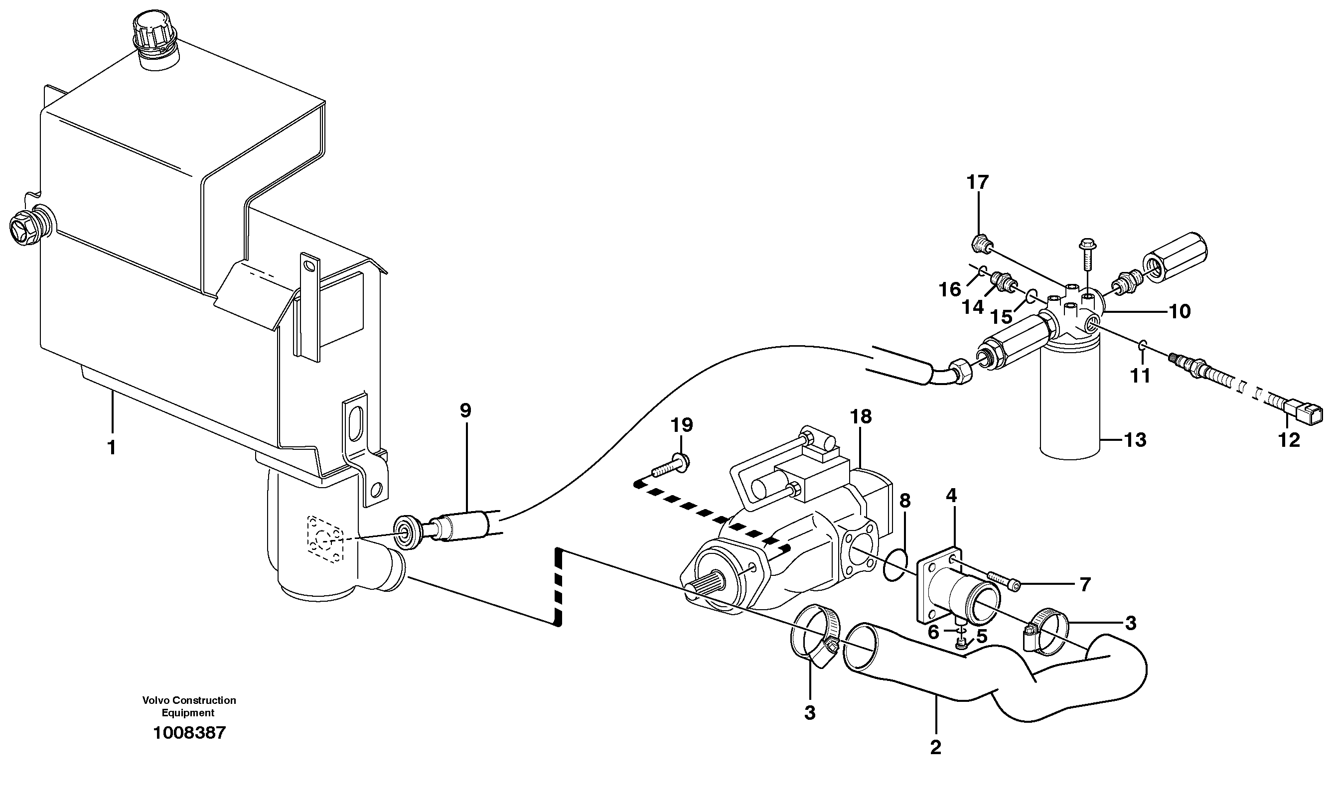 Hydraulic system, suction line, filter — volvo parts diagram