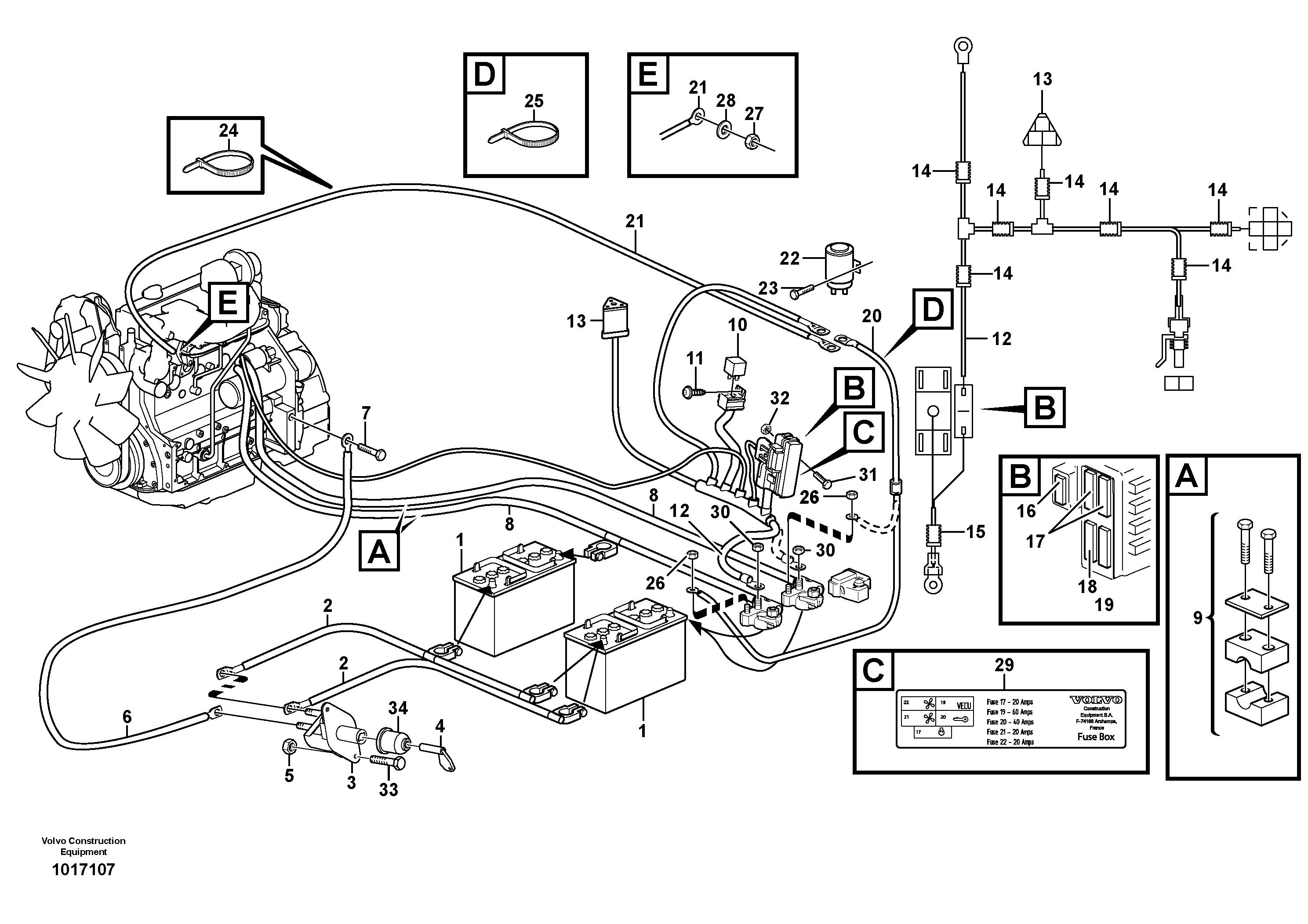Battery cable and main switch — volvo parts diagram