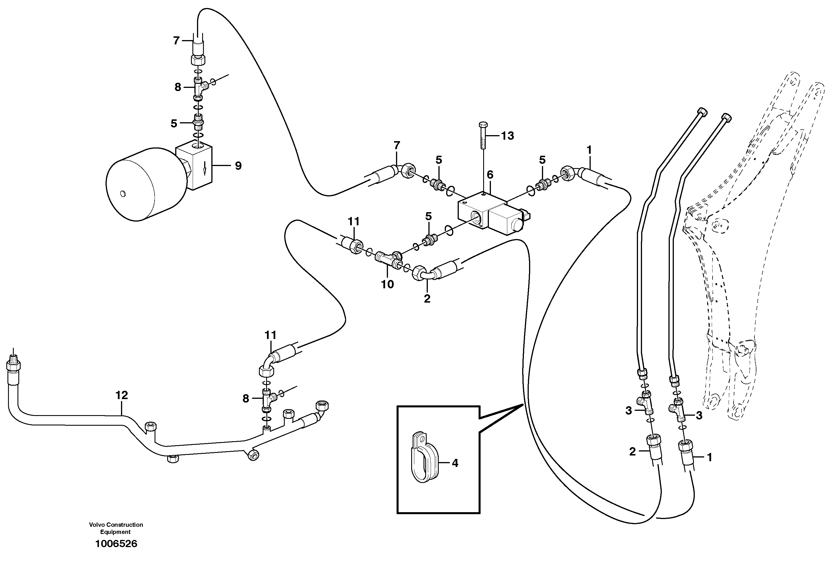 Hydraulic system safety valve boom and dipper arm cylinder  11891326 — volvo parts diagram