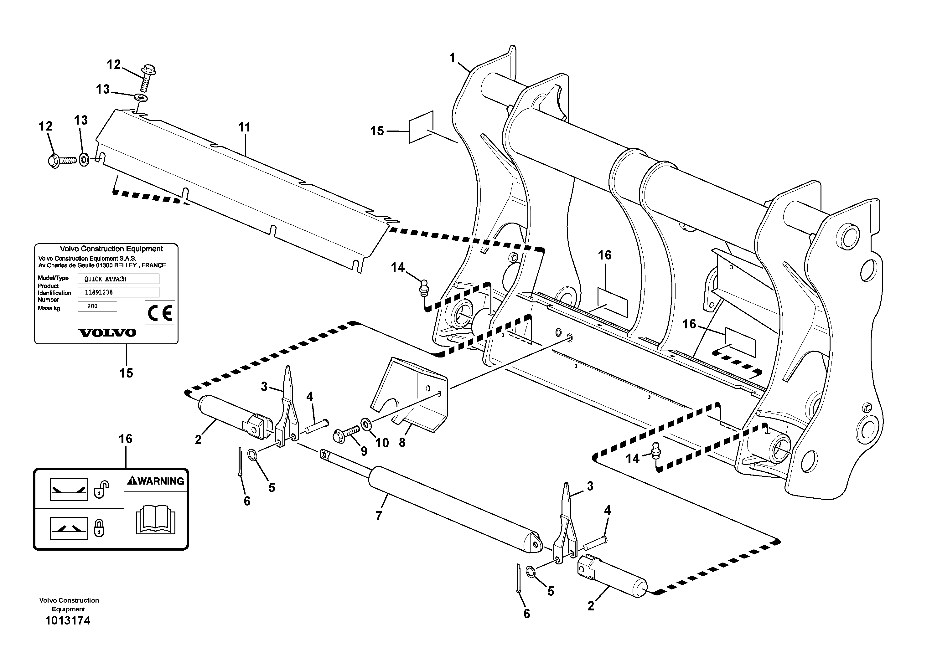 Hydraulic attachment bracket  11891238 — volvo parts diagram