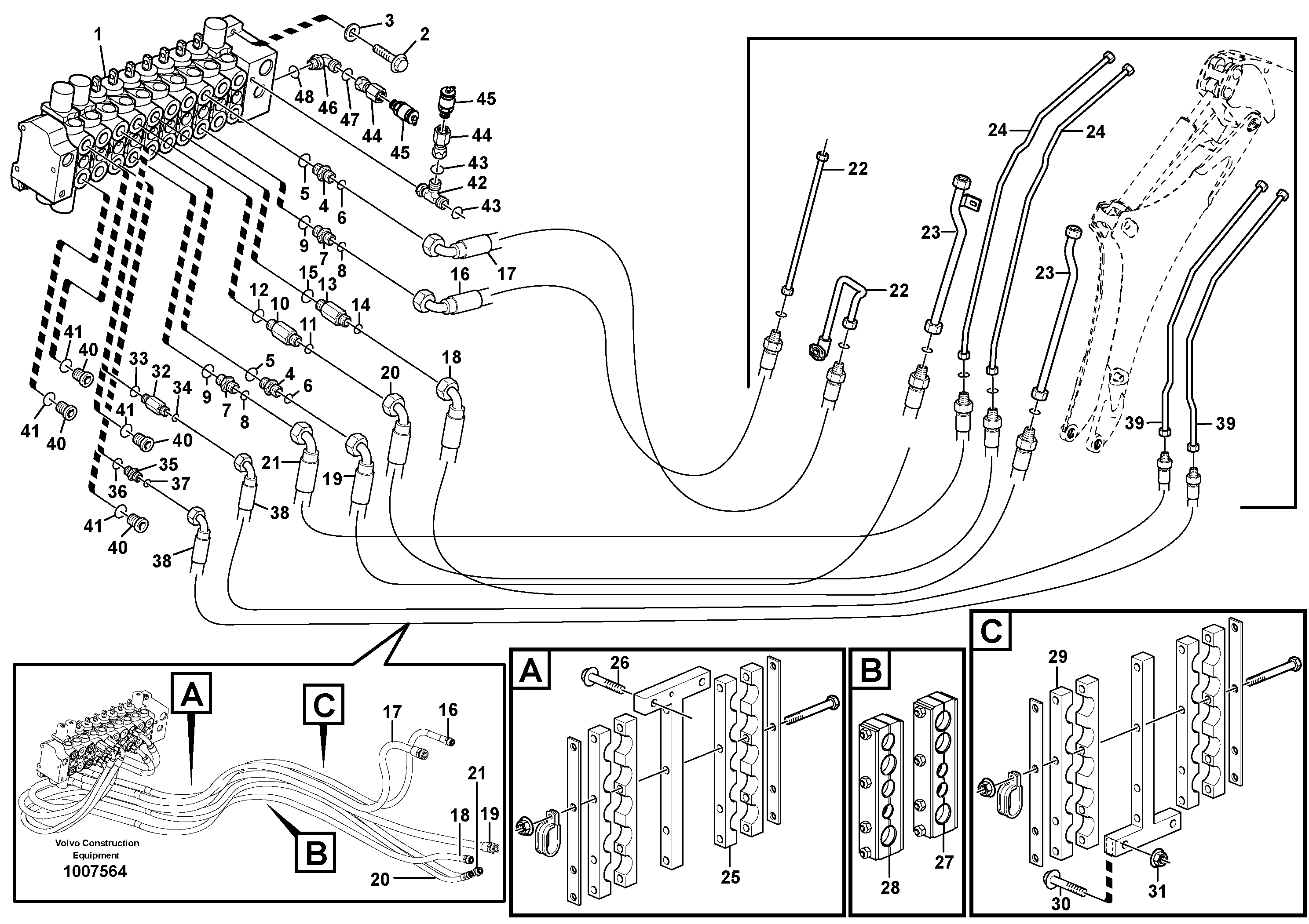 Hydraulic system, excavator — volvo parts diagram