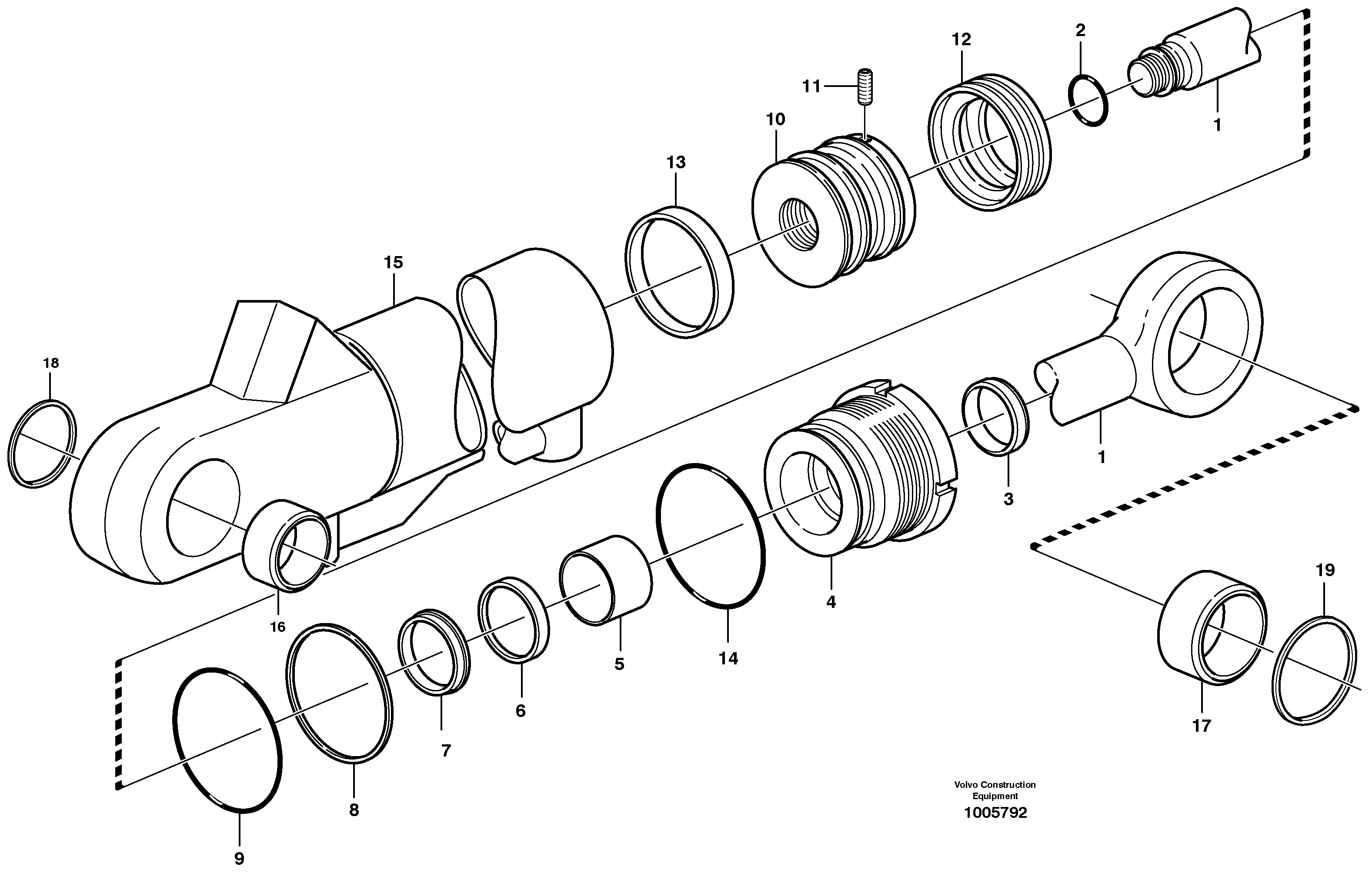 Extendible dipper cylinder  11891273 — volvo parts diagram