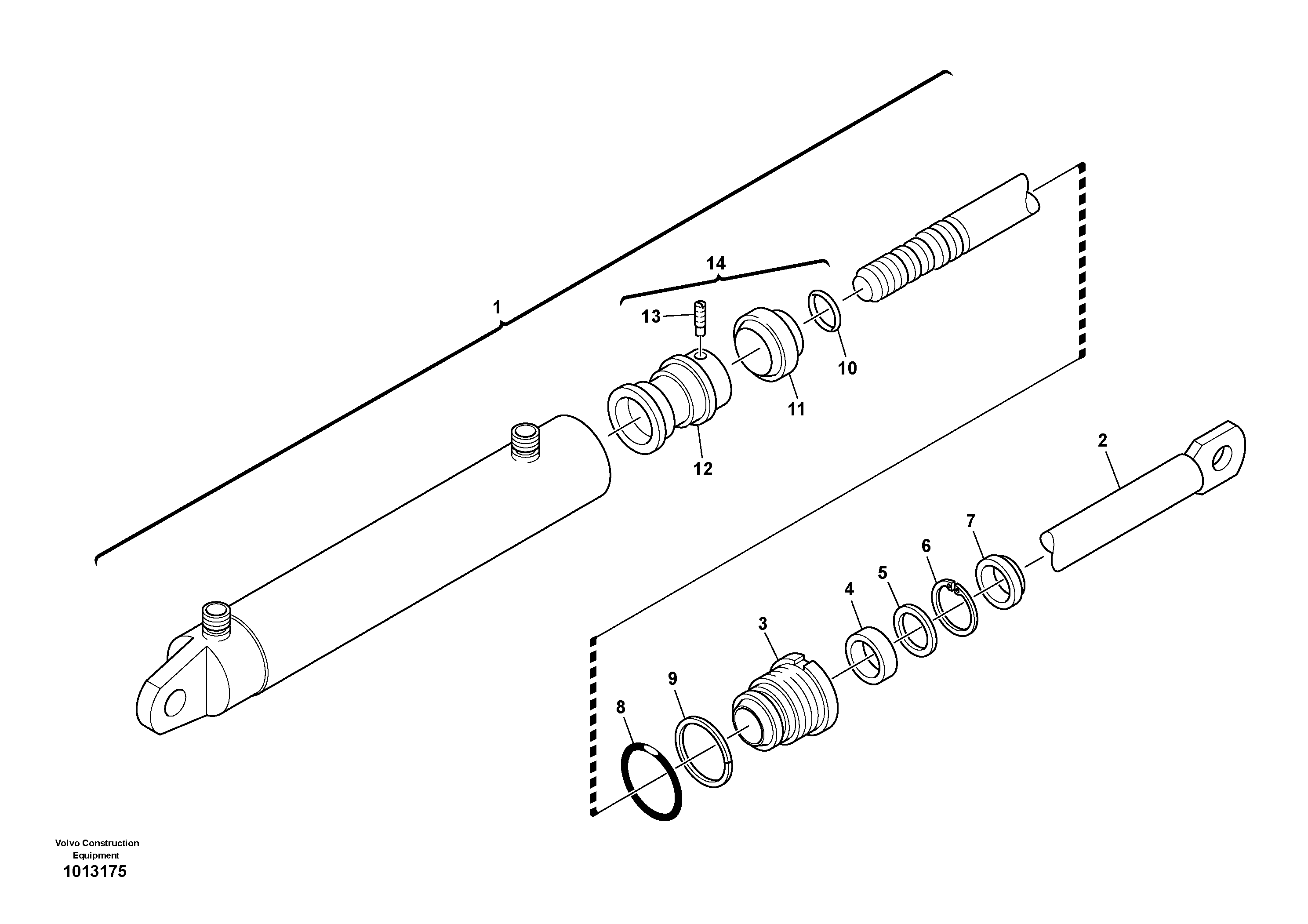Hydraulic cylinder, quick attachment  11891238 — volvo parts diagram