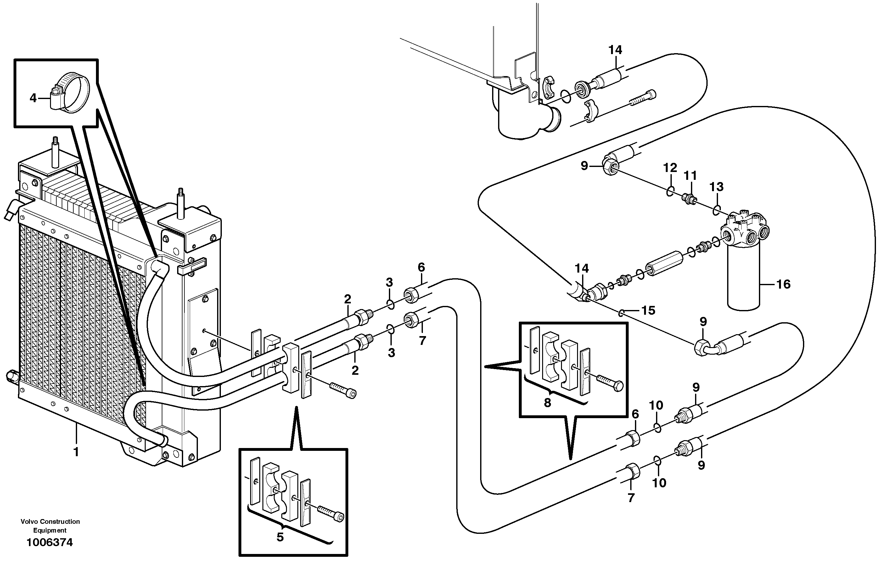 Hydraulic oil cooler — volvo parts diagram