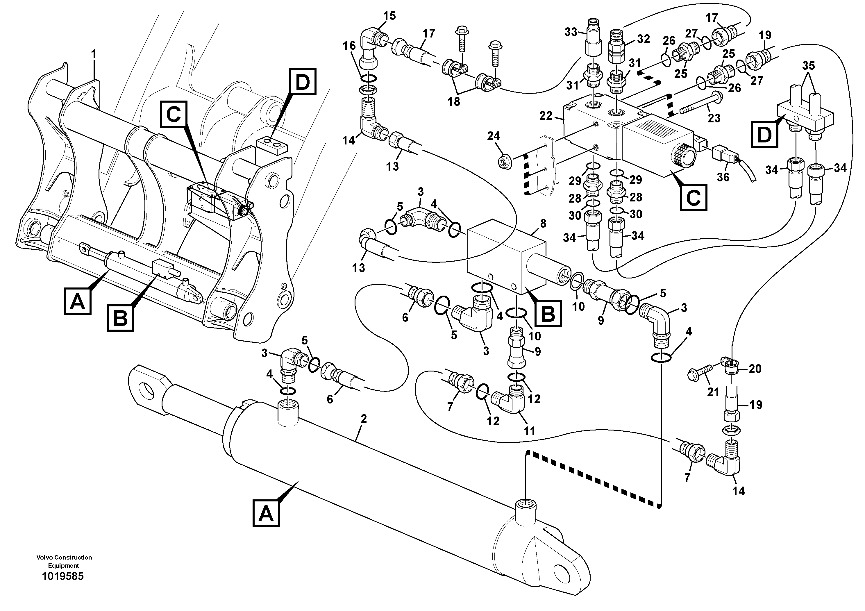 Hydraulic attachment bracket  11891238 — volvo parts diagram