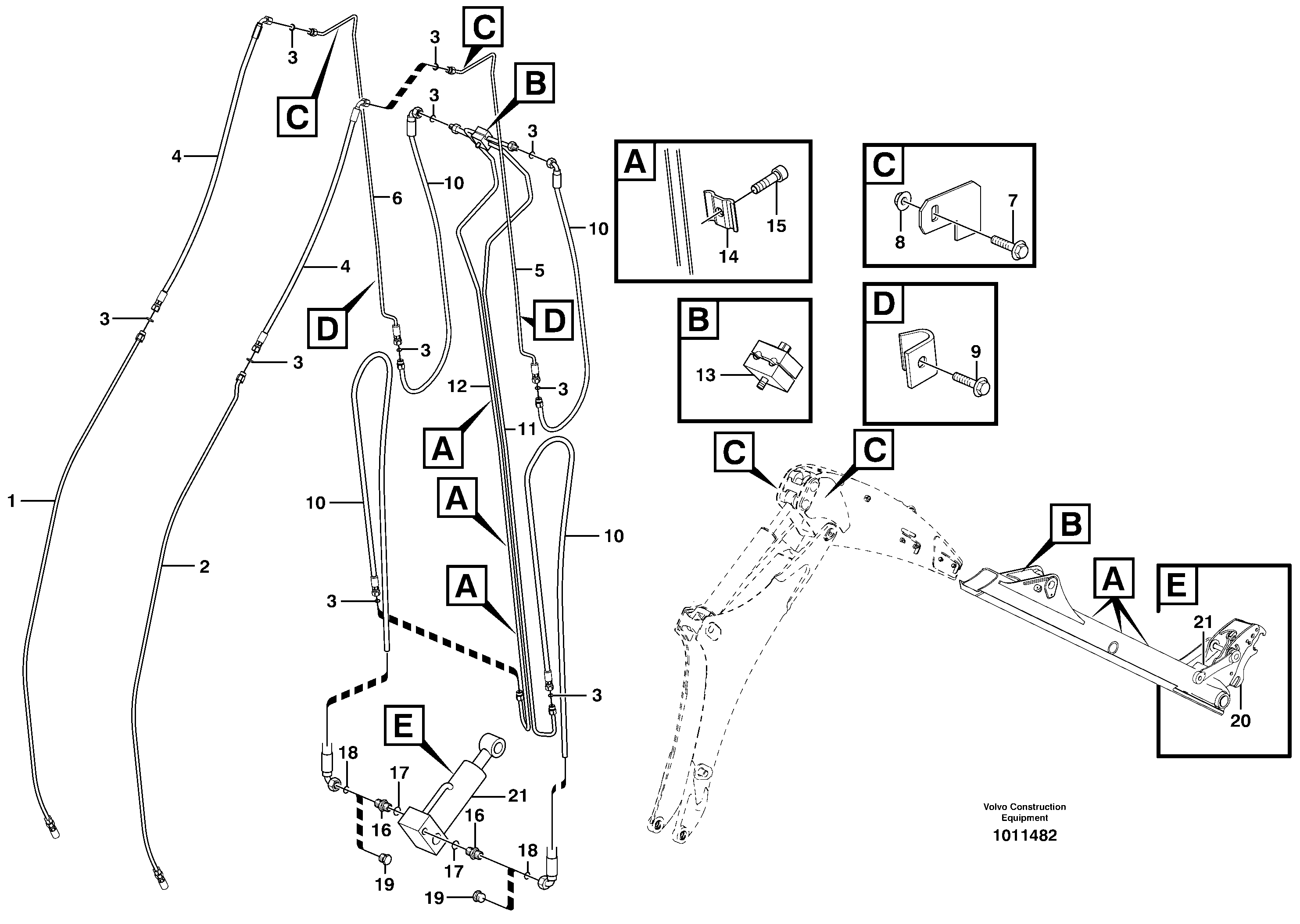 Hydraulic attachment bracket digger (11891323) — volvo parts diagram