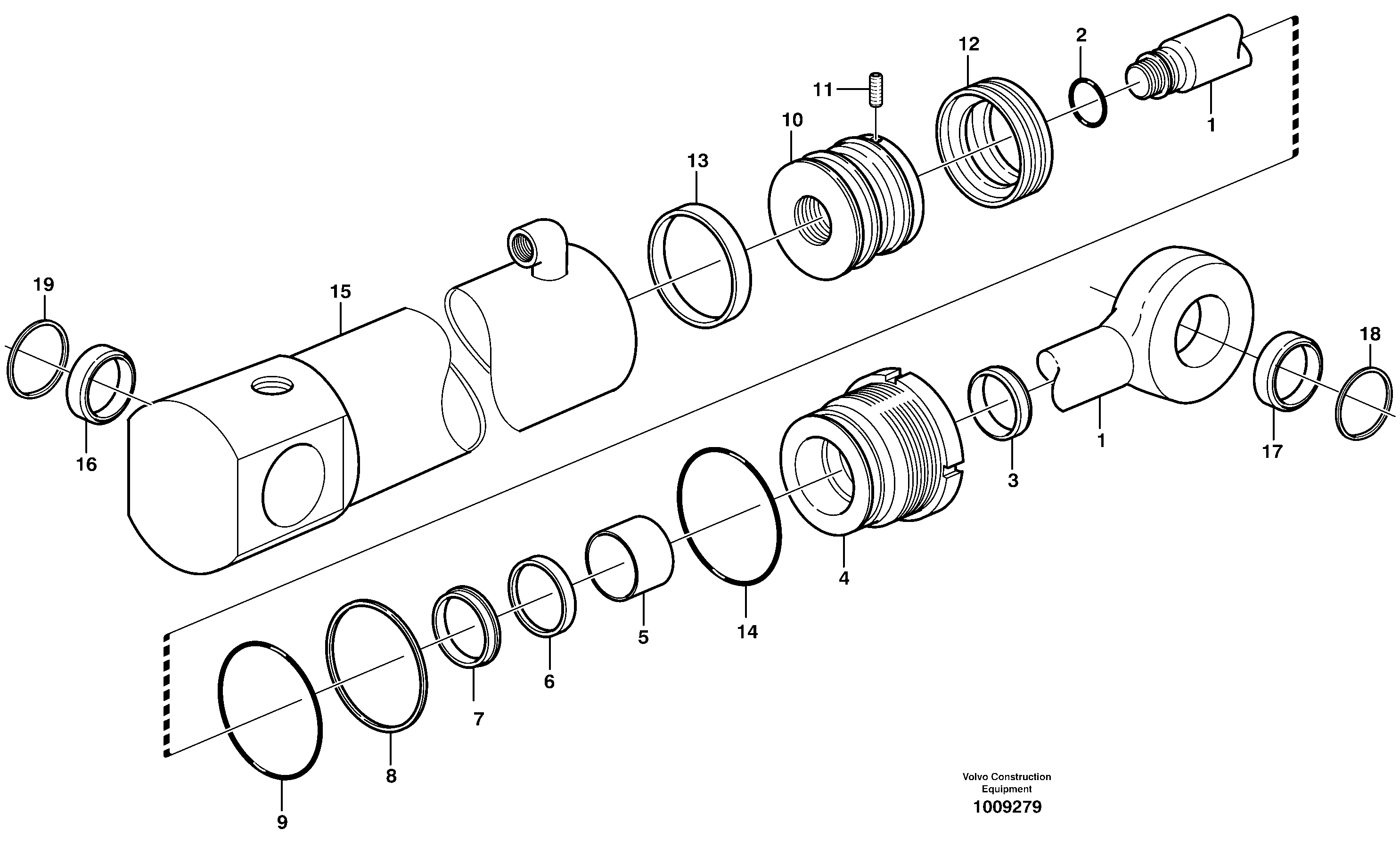 Hydraulic cylinder, tilt  11891272, 11891311, 11891327, 11891349, 11891354 — volvo parts diagram