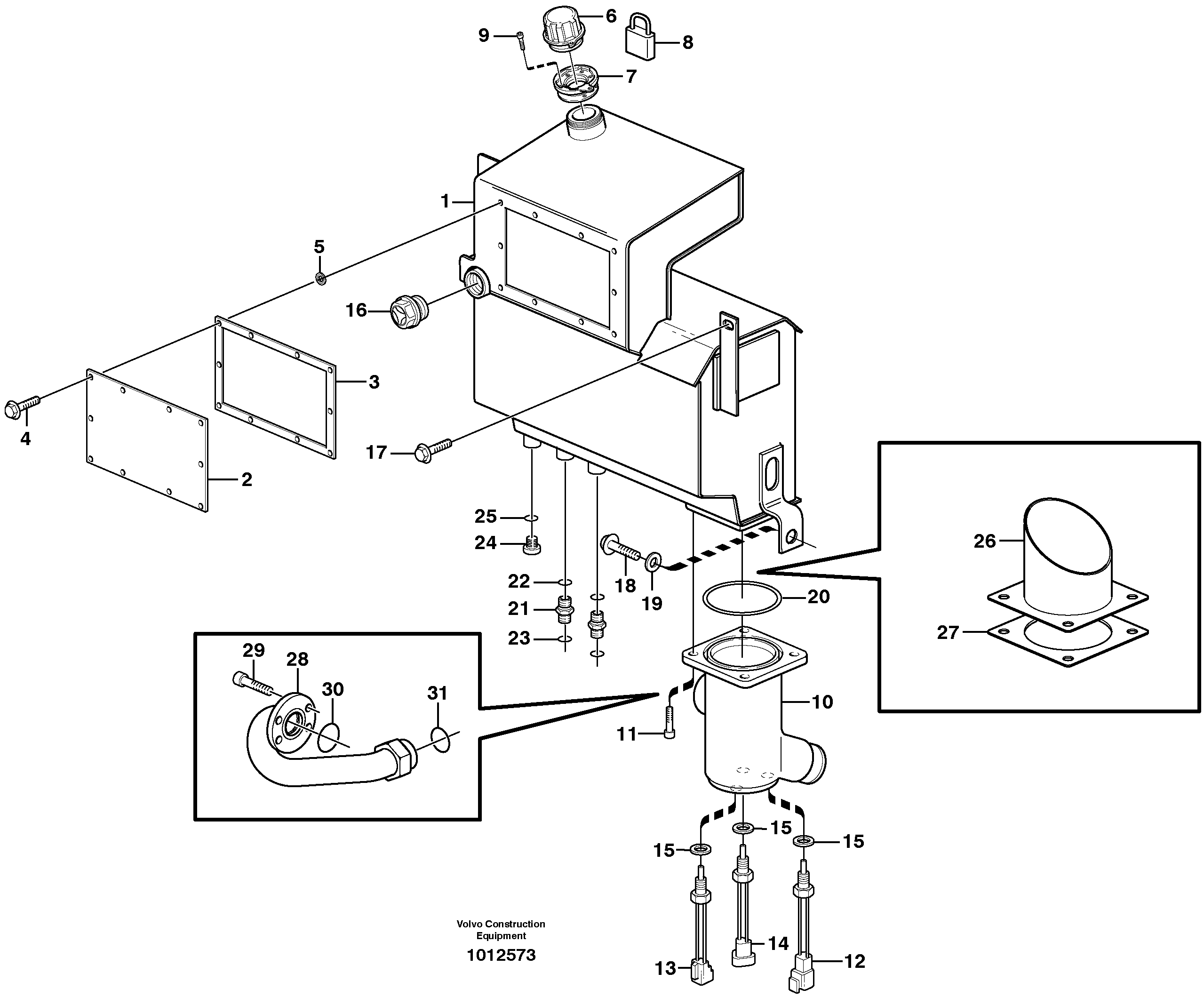 Hydraulic oil tank — volvo parts diagram