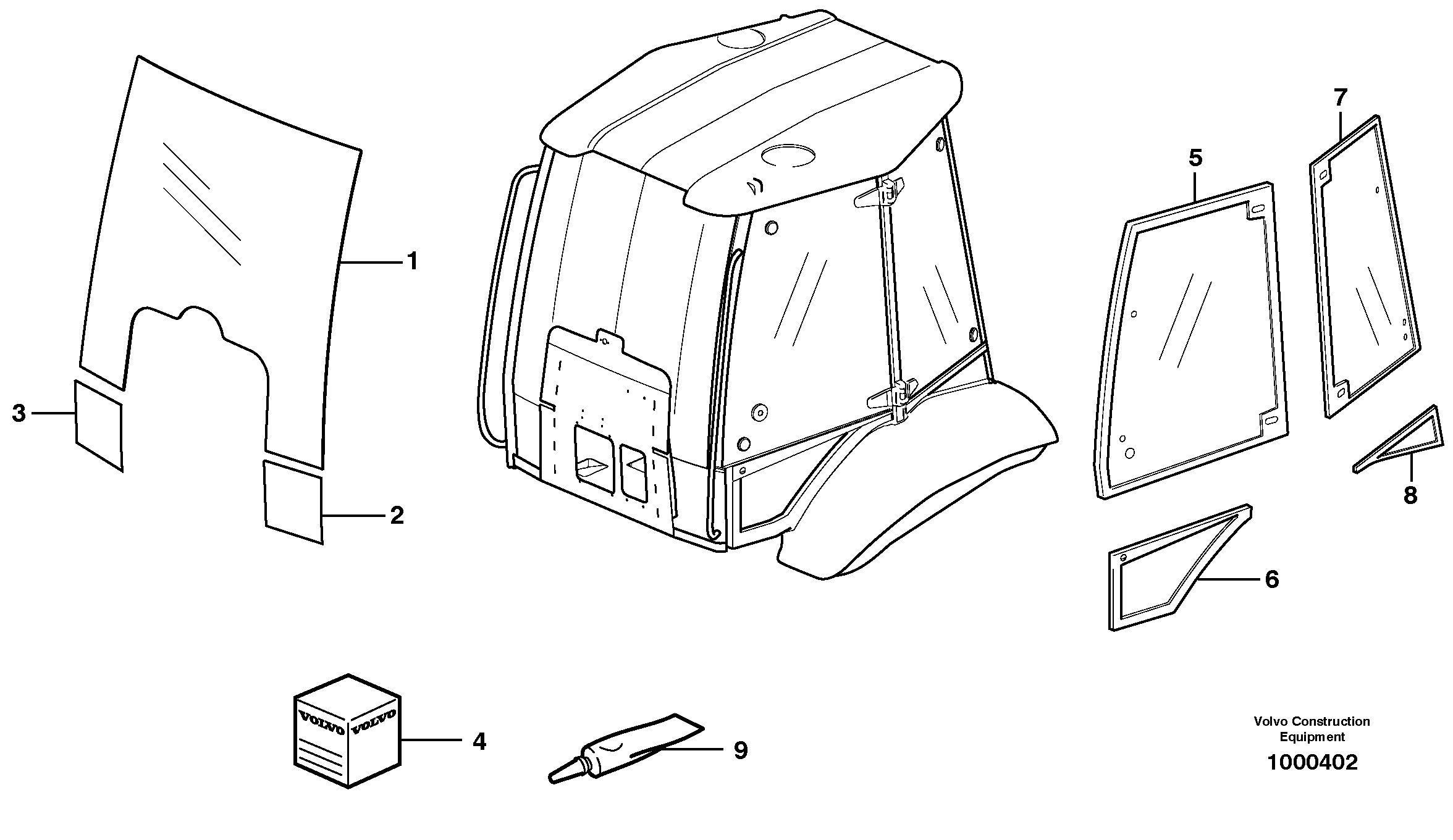 Glass panes — volvo parts diagram