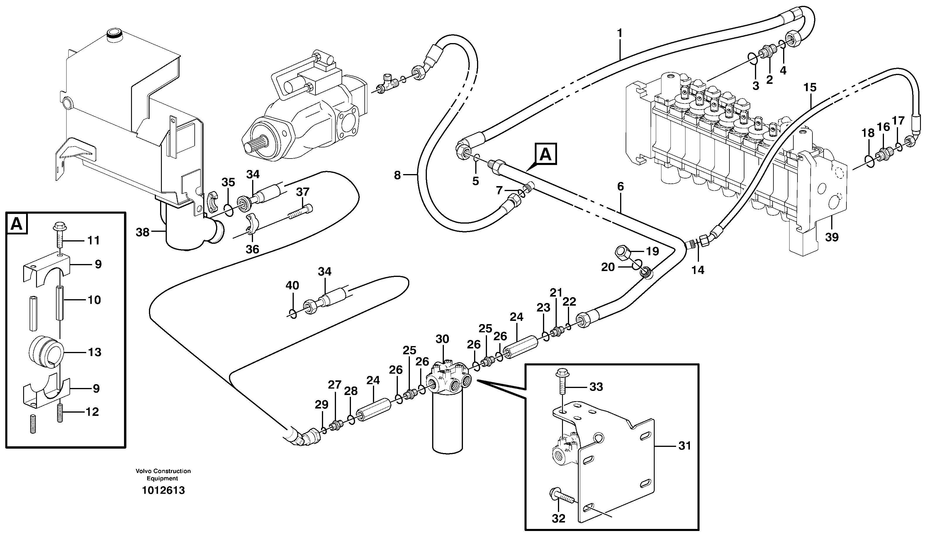 Hydraulic system, return line — volvo parts diagram