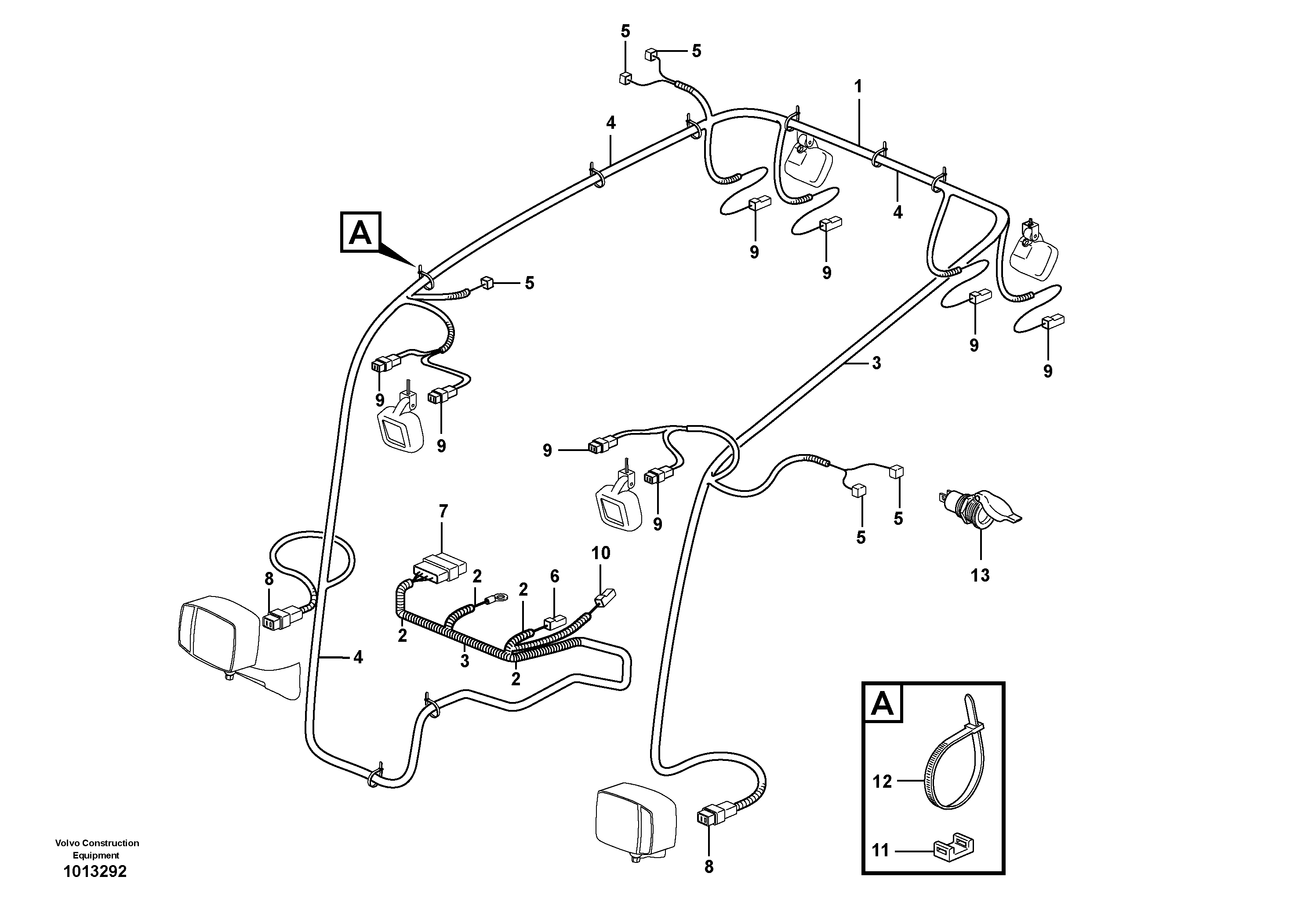 Cable Harness Lighting Cab Ext.  SER NO 11967- — volvo parts diagram