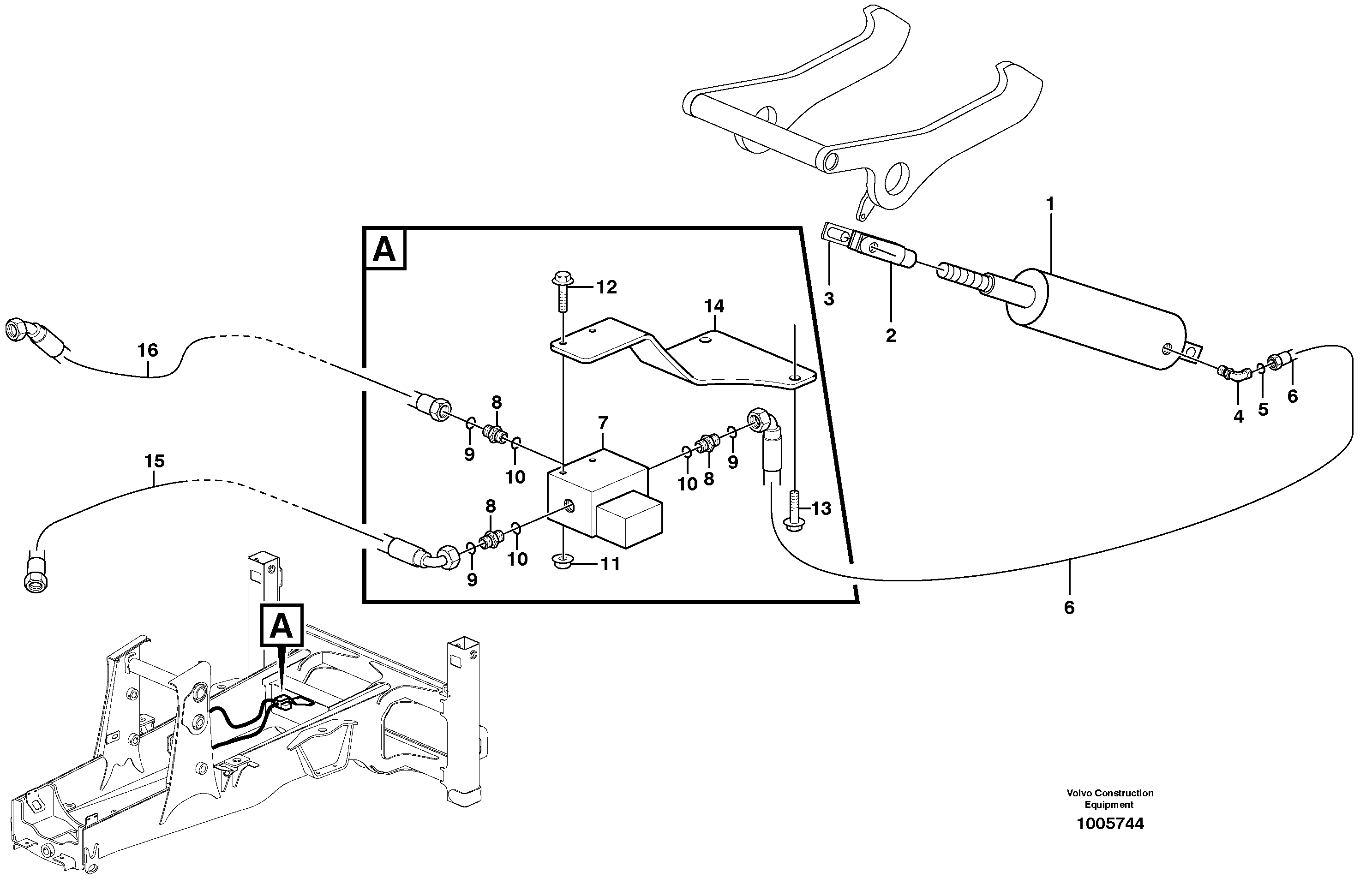 Hydraulic system, lock cylinder — volvo parts diagram